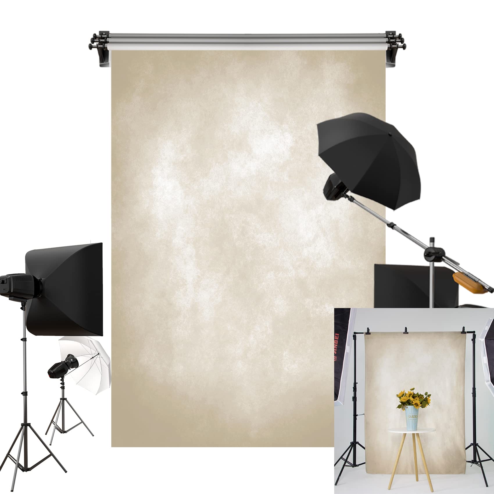 Kate 5X7Ft/1.5X2.2M Light Yellow Backdrop Little Brown Gold Abstract Texture Portrait Photography Backgrounds Photo Studio Props