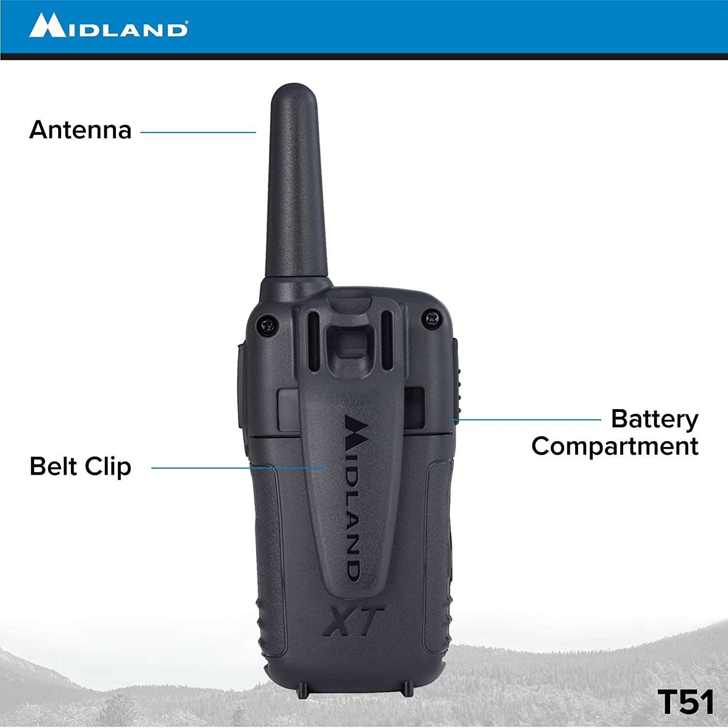 Midland T51Vp3 22 Channel Frs Walkie Talkie   Up To 28 Mile Range Two Way Radio   Orange/Black (Pack Of 12)
