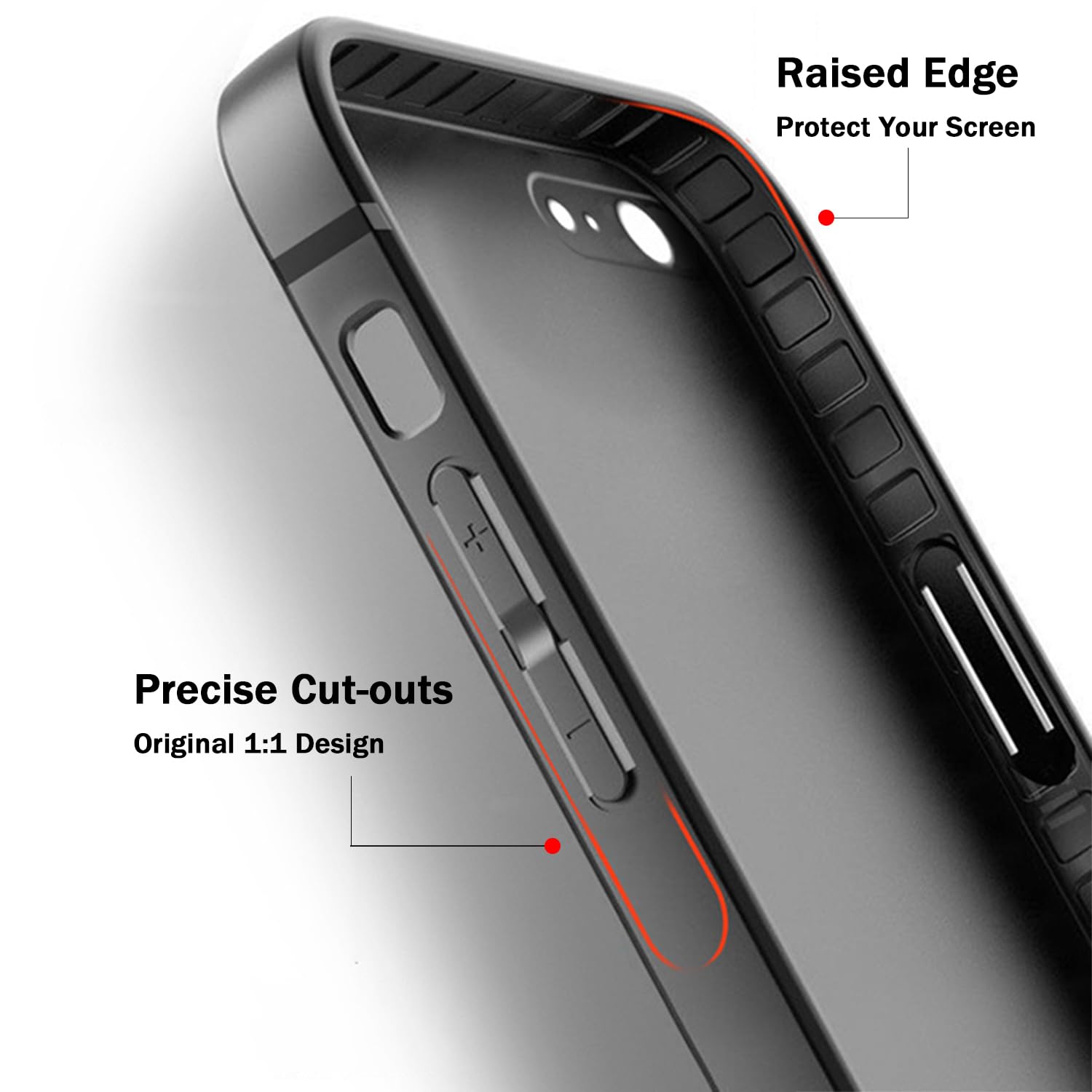 Tenoc Phone Case Compatible With Iphone Se (2Nd 2020 And 3Rd 2022 Generation) & Iphone 7 & Iphone 8, Black Case Anti Fingerprint