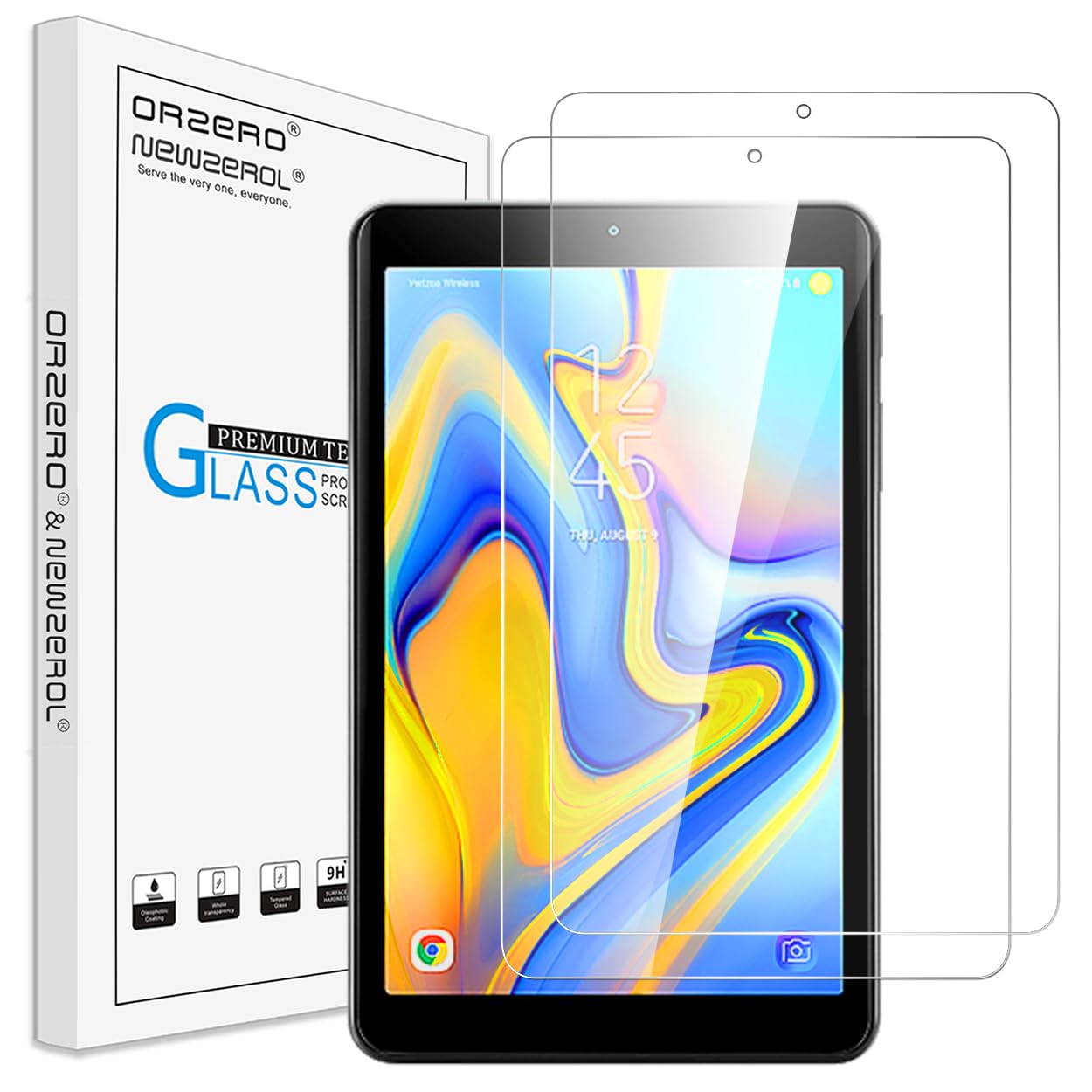 Orzero (2 Pack) Tempered Glass Screen Protector Compatible For Samsung Galaxy Tab A 8.0 Inch 2018 (Only Fits For Sm T387 Model),