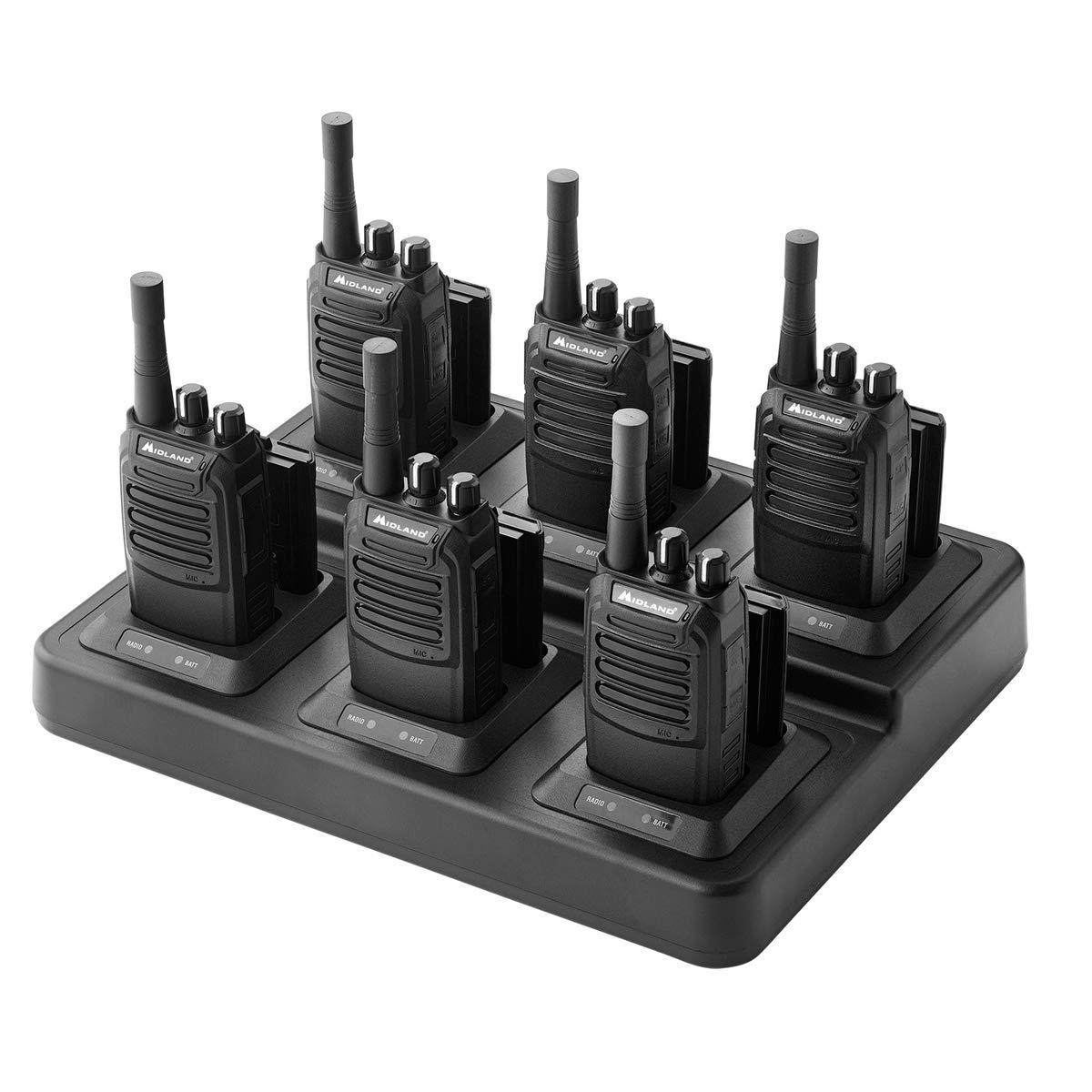 Midland� � Br200X6Bgc   2 Watts 16 Channel Business Radio Band Portable Radio � Two Way Radio � 250,000 Sq Ft Coverage � Long Range Walkie Talkie � 142 Privacy Codes � Gang Charger Bundle