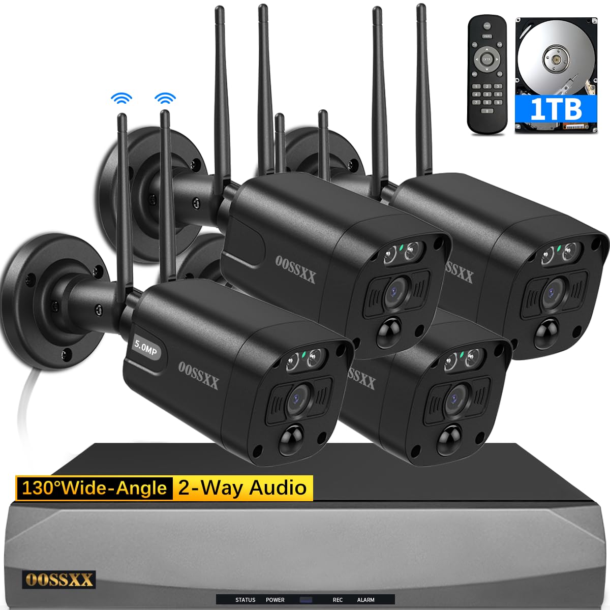 (2 Way Audio & Pir Detection) Dual Antennas Outdoor Wireless Security Camera System 5.5Mp Wi Fi Video Surveillance