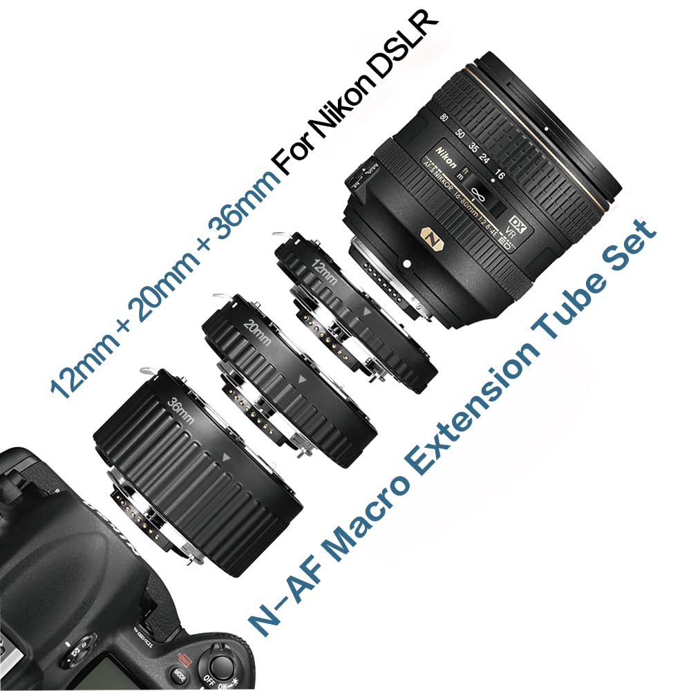Mcoplus N Pa Metal Auto Focus Macro Extension Tube Set For Nikon Dslr Cameras D7200 D7100 D5600 D5300 D5200 D5100 D3400 D3300 D3
