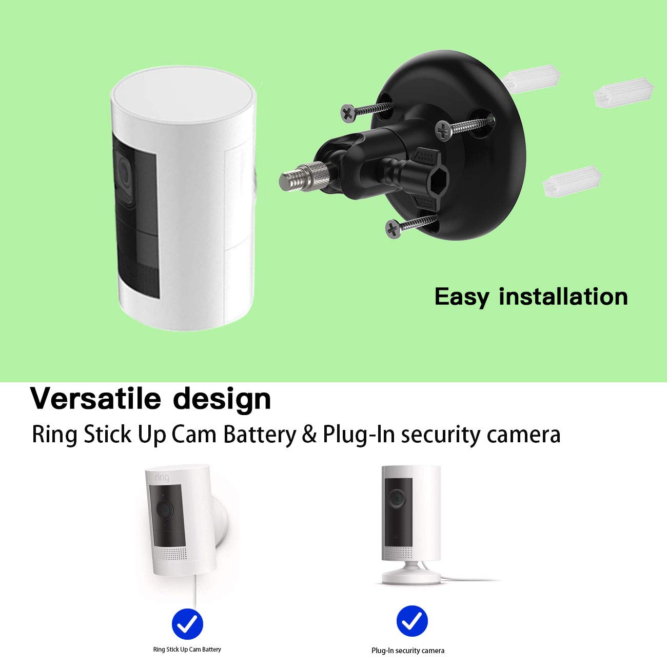 Tiuihu 360 Degree Adjustable Wall Mount For Stick Up Cam/Pro/Indoor Cam, Mounting Brackets Compatible With Any Security Camera W