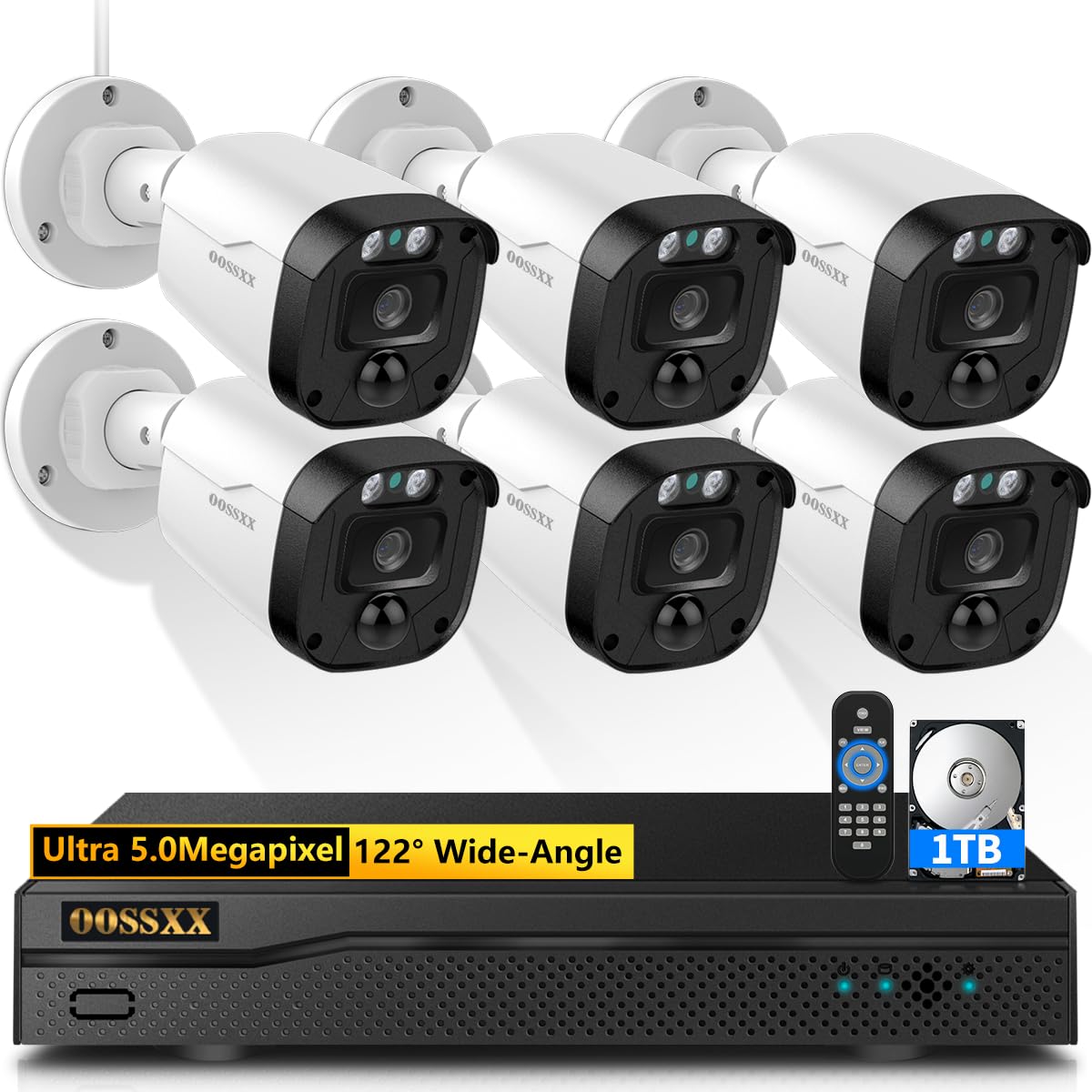 Oossxx (Full Hd 5Mp Definition) Wired Security Camera System Outdoor Home Video Surveillance Cameras Cctv Camera Security System Outside Surveillance Video Equipment Indoor, Osx Ahdb0601