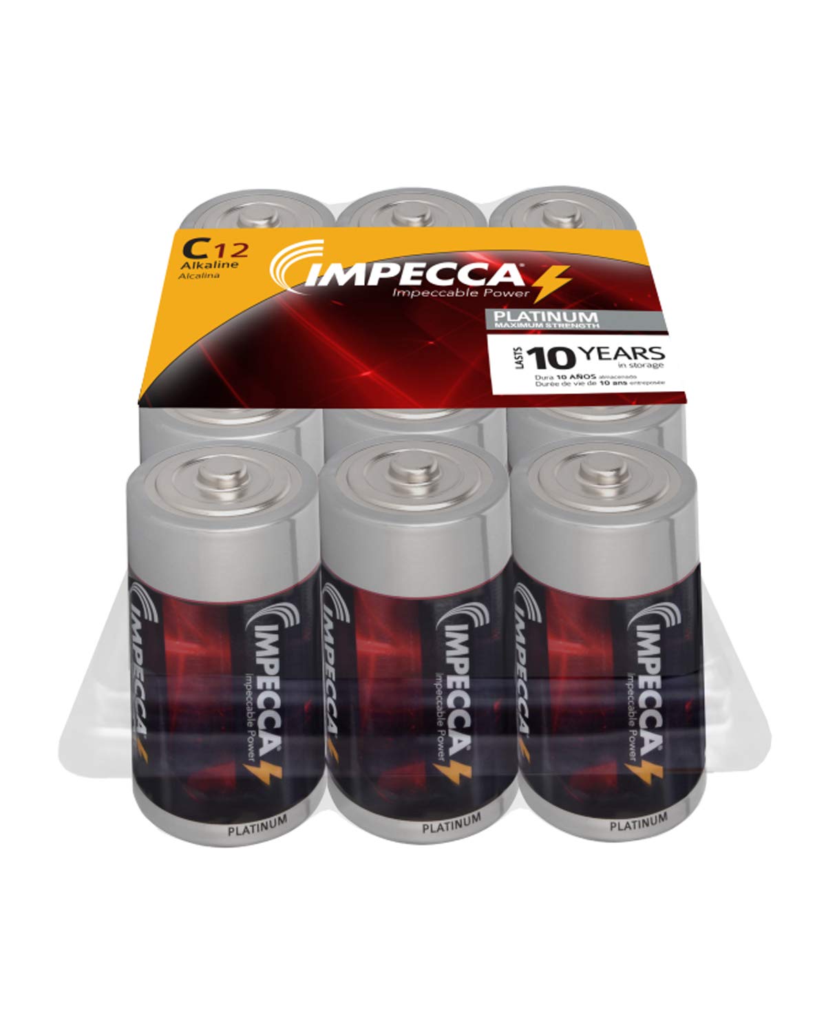 Impecca C Batteries High Performance Alkaline C Cell Battery With A 10 Year Ultra Long Lasting Shelf Life Leak Resistant 1.5V Al
