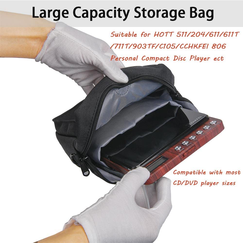 Portable Cd Player Bag, Waterproof Dvd Drive Canvas Case Walkman Handbag Shoulder Bag With Strap Compatible For Hott/Chenfec/Gue