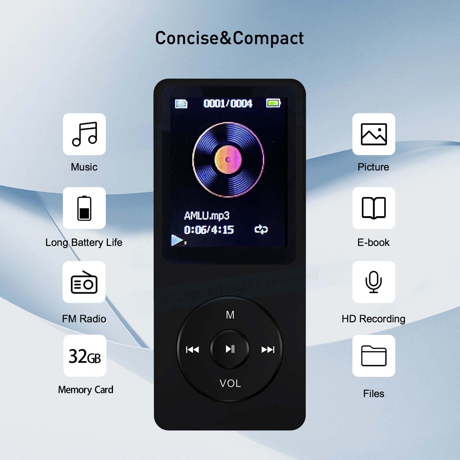 Mp3 Player 32Gb With Speaker Earphone Portable Hifi Lossless Sound Mp3 Mini Music Player Voice Recorder E Book Hd Screen 1.8 Inc