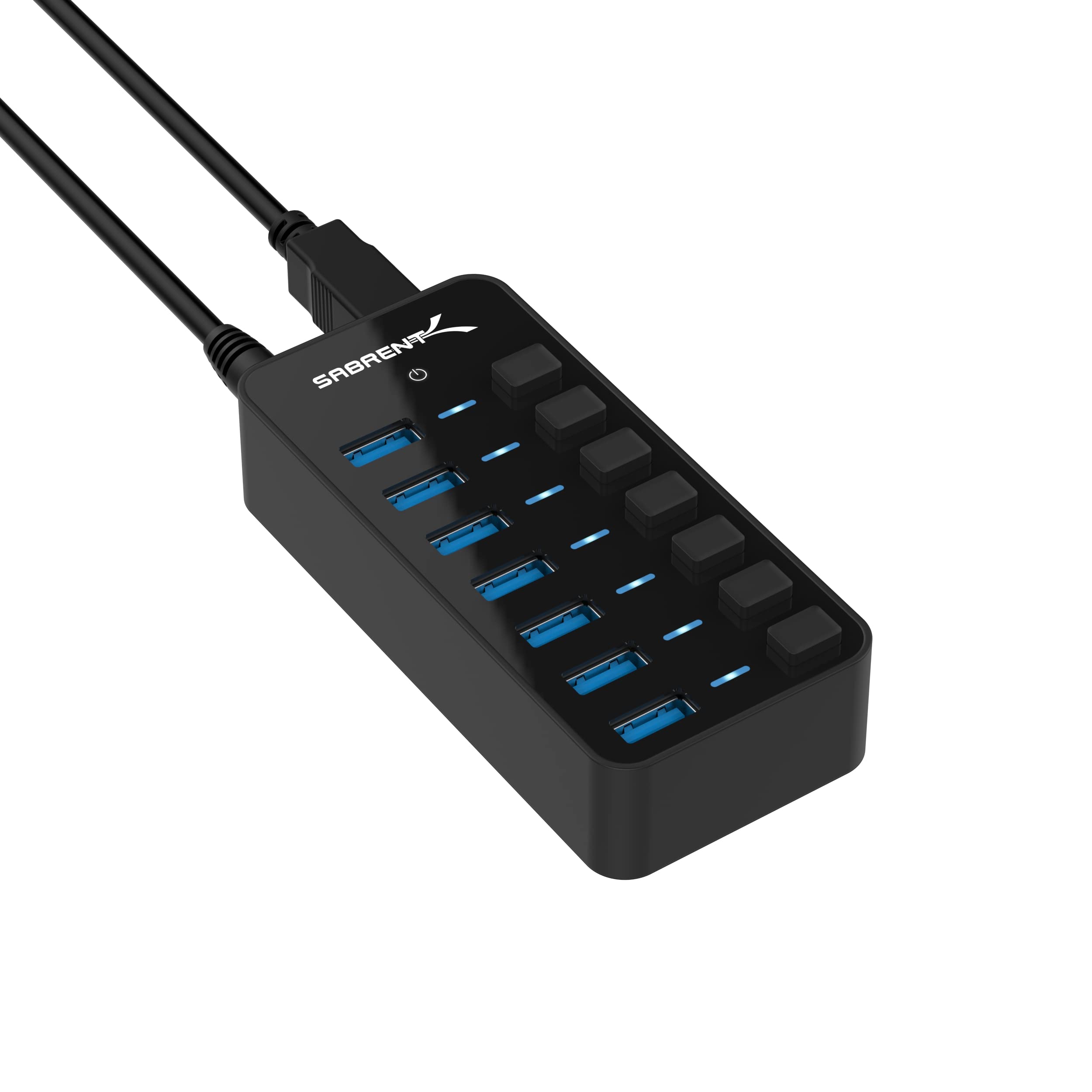 Sabrent 36W 7 Port Usb 3.0 Hub With Individual Power Switches And Leds Includes 36W 12V/3A Power Adapter (Hb Bup7)