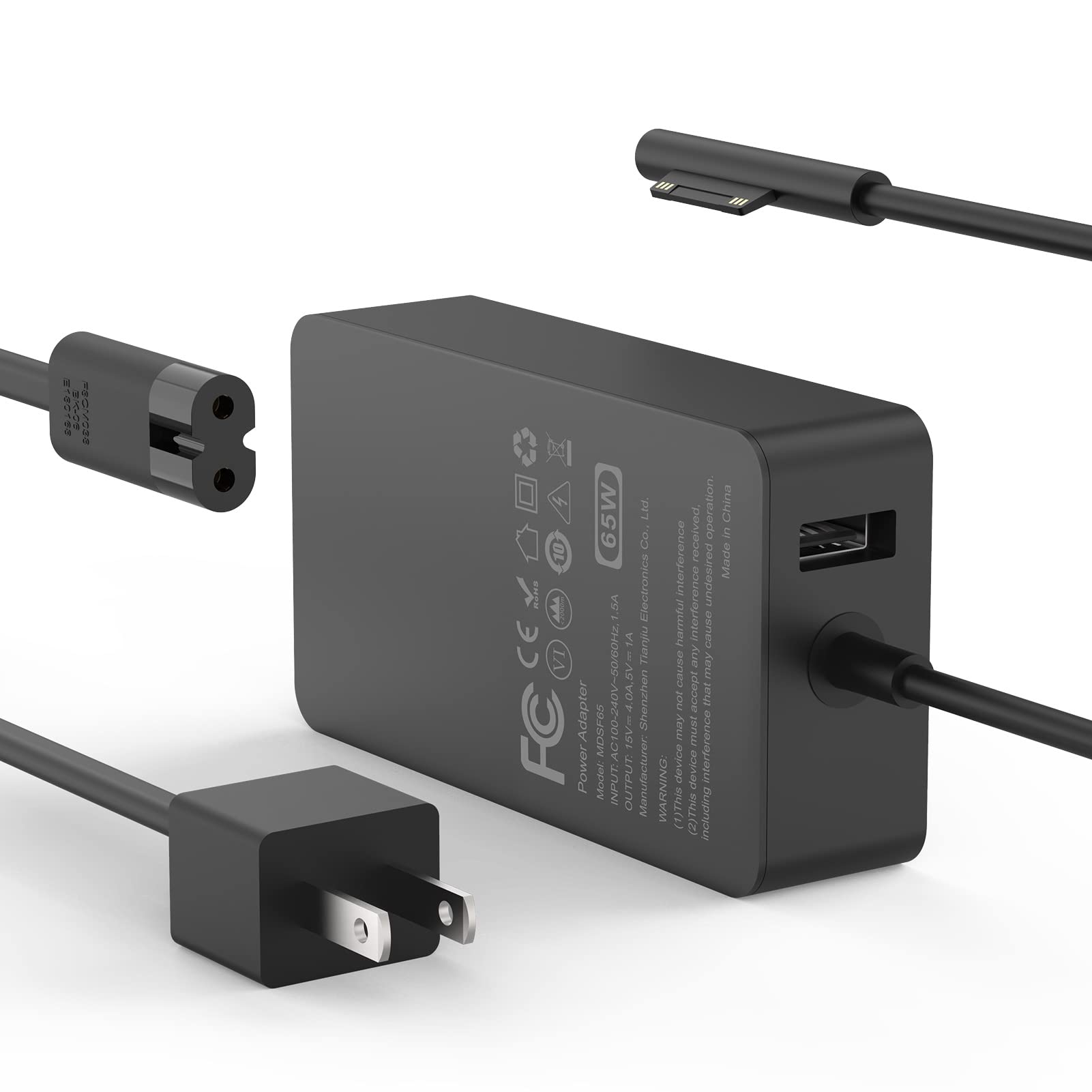 65W Surface Pro Laptop Charger For Microsoft Surface Pro 10, 9, 8, 7+, 7, 6, 5, 4, 3, X, Windows Surface Laptop 6, 5, 4, 3, 2, 1