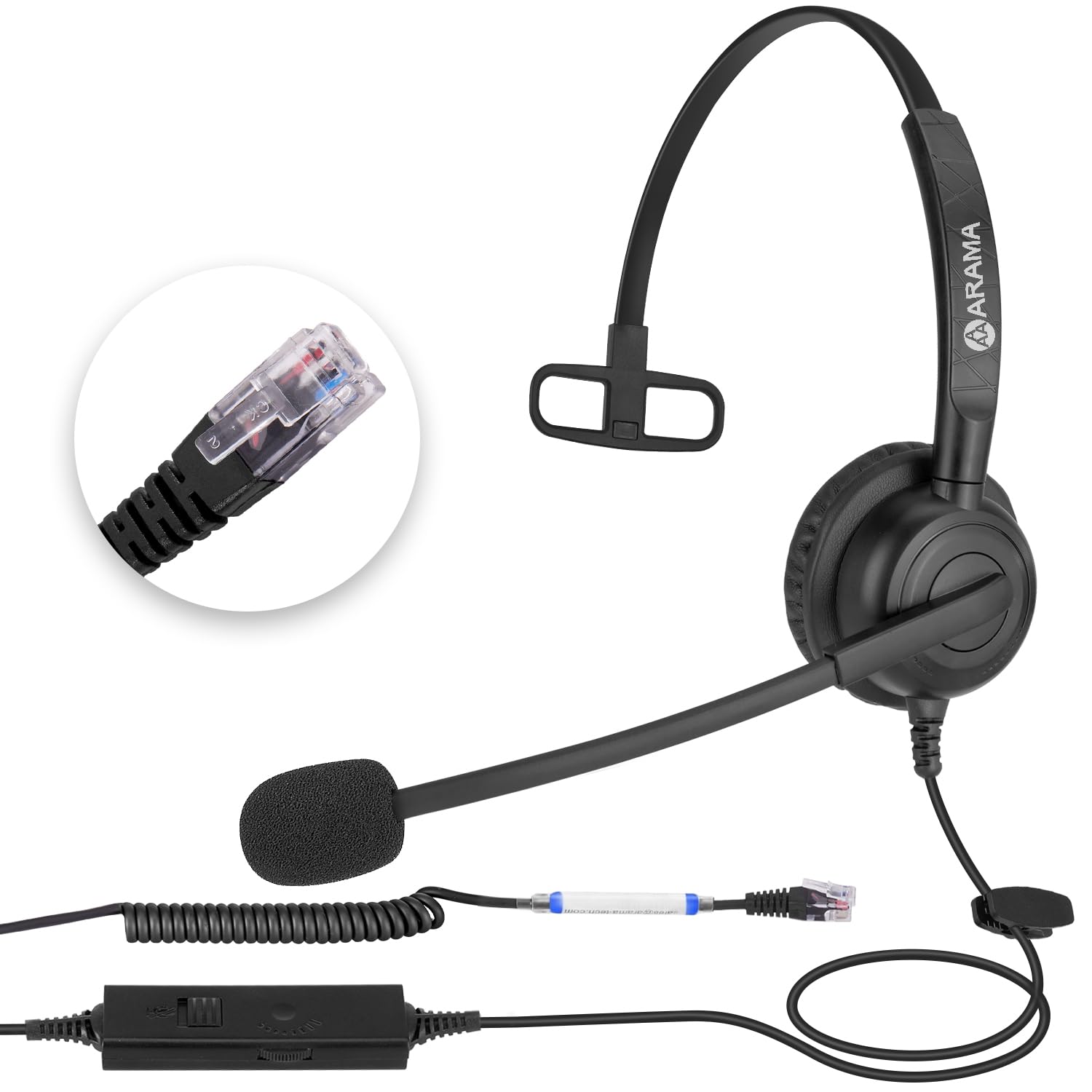 Arama Yealink Headset With Microphone Noise Cancelling, Rj9 Telephone Headsets For Office Phones Compatible With Yealink T20P T2