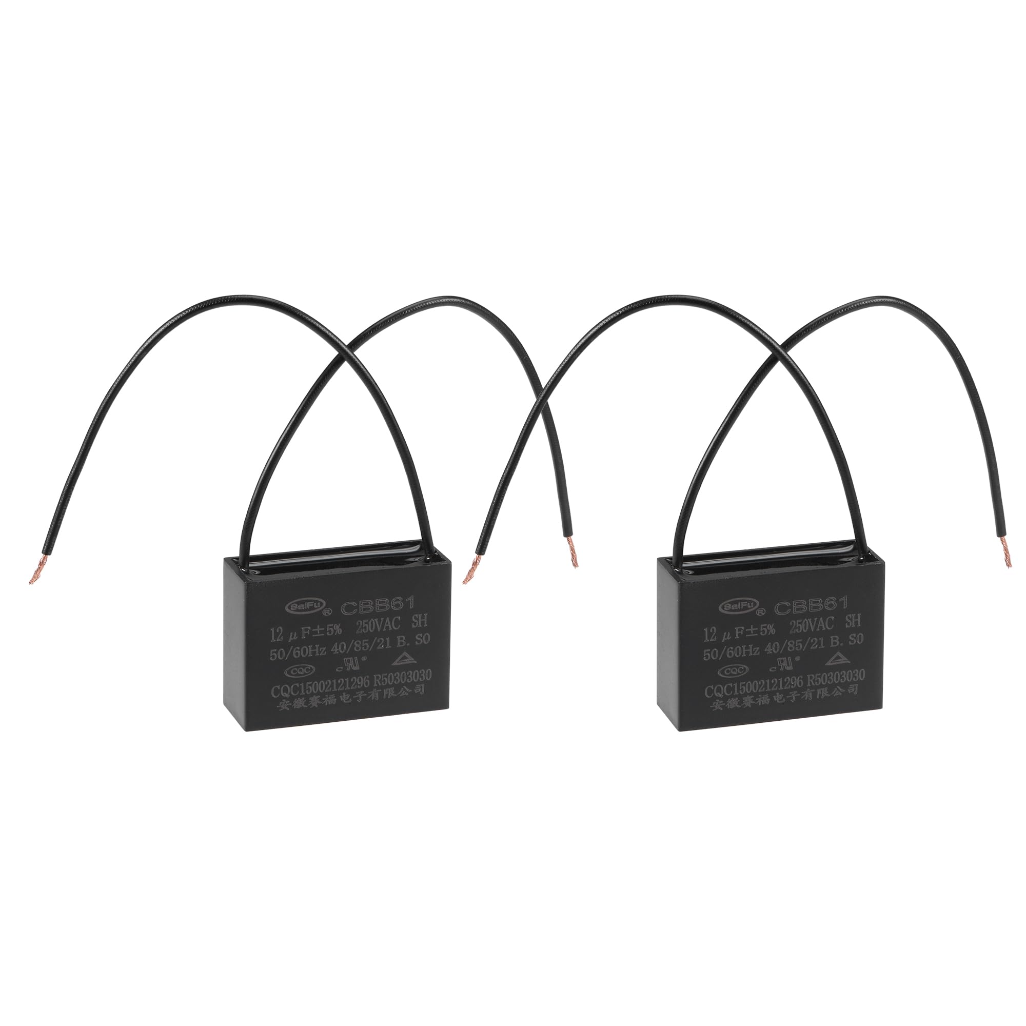 Uxcell Ceiling Fan Capacitor Cbb61 12Uf 250V Ac 2 Wires Metallized Polypropylene Film Capacitor 47X34X18Mm For Electric Fan Pump