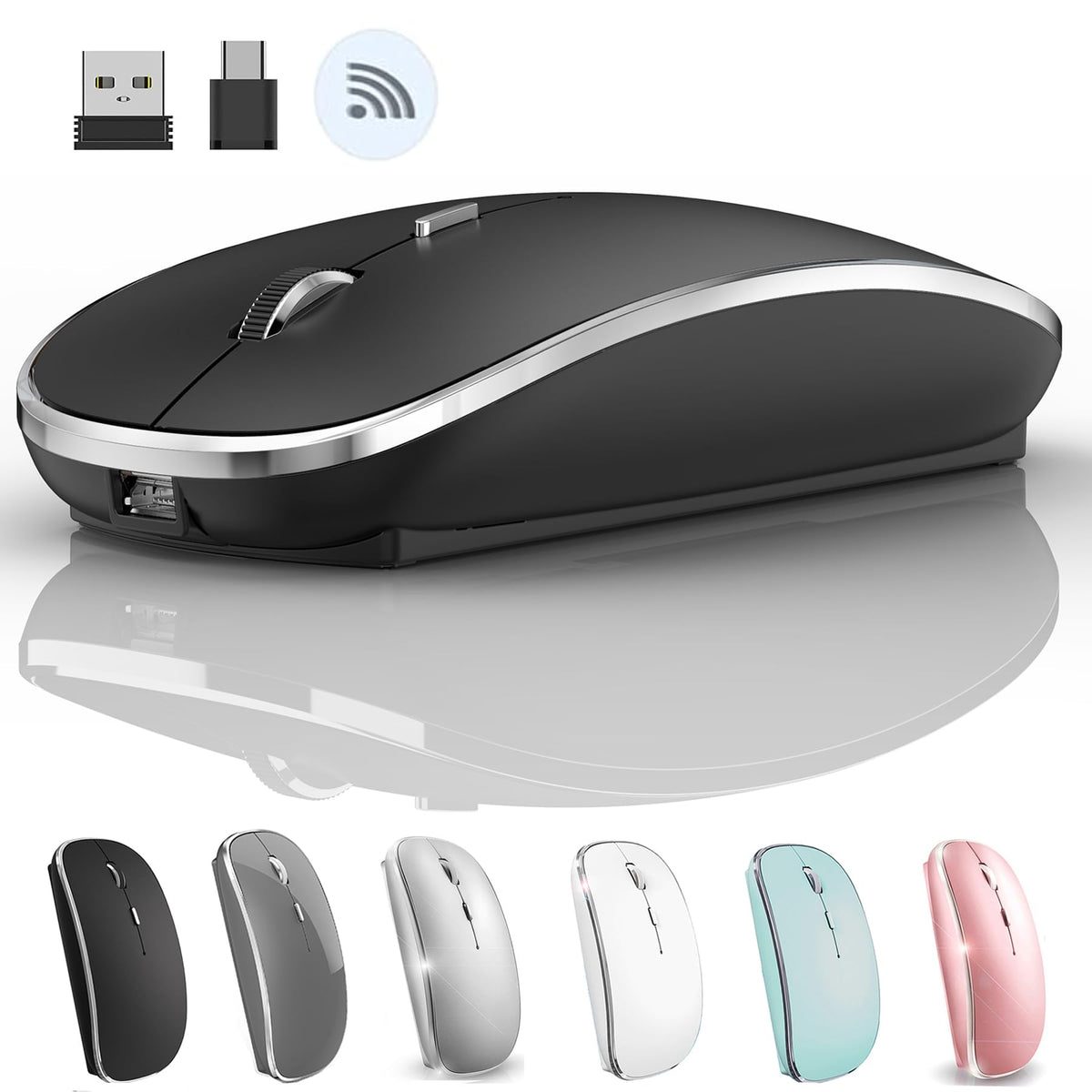 Jetta Wireless Mouse For Macbook Pro, Macbook Air, Laptop, Pc   1600 Dpi, Rechargeable Battery, Skin Friendly, Mute Click, Plug And Play