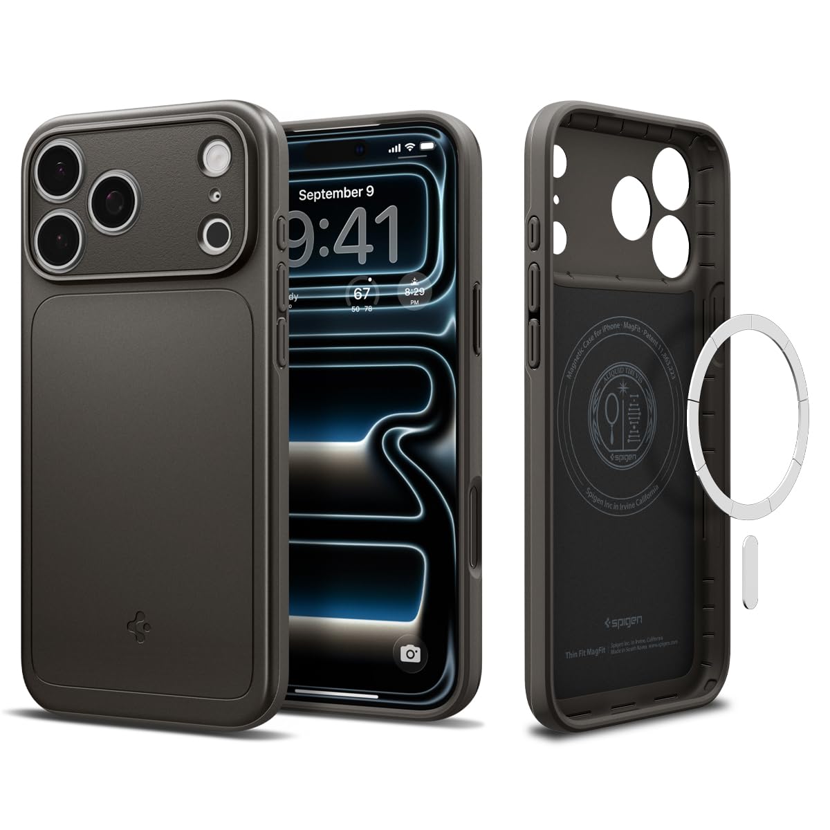 Spigen for iPhone 17 Pro Max Case, Thin Fit MagFit [TPU Covered Camera Control] [Compatible with MagSafe] - Gunmetal