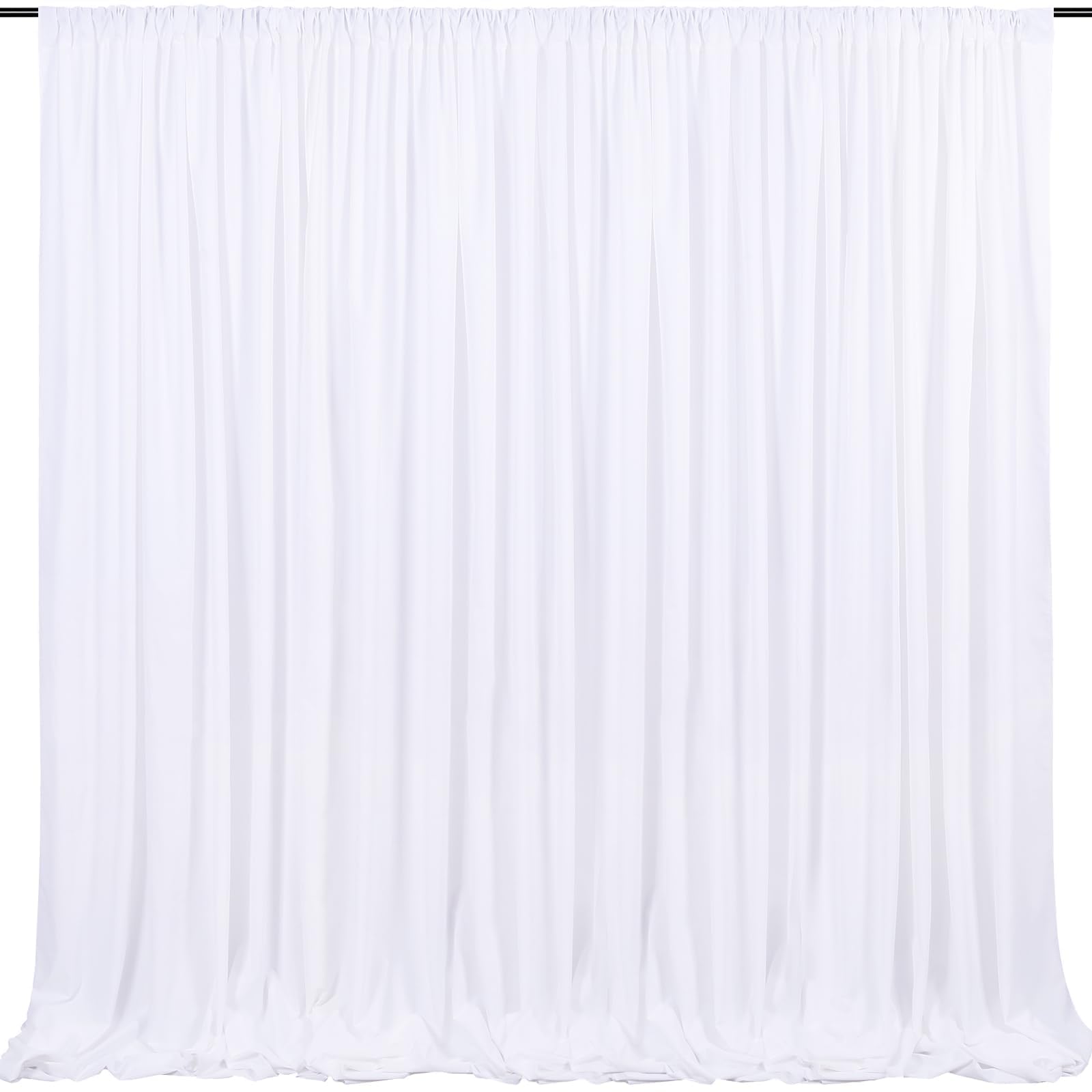 White Backdrop Curtain Party Decorations: 4 Pcs 5Ft X 8Ft White Polyester Drapes   Wedding Birthday Background