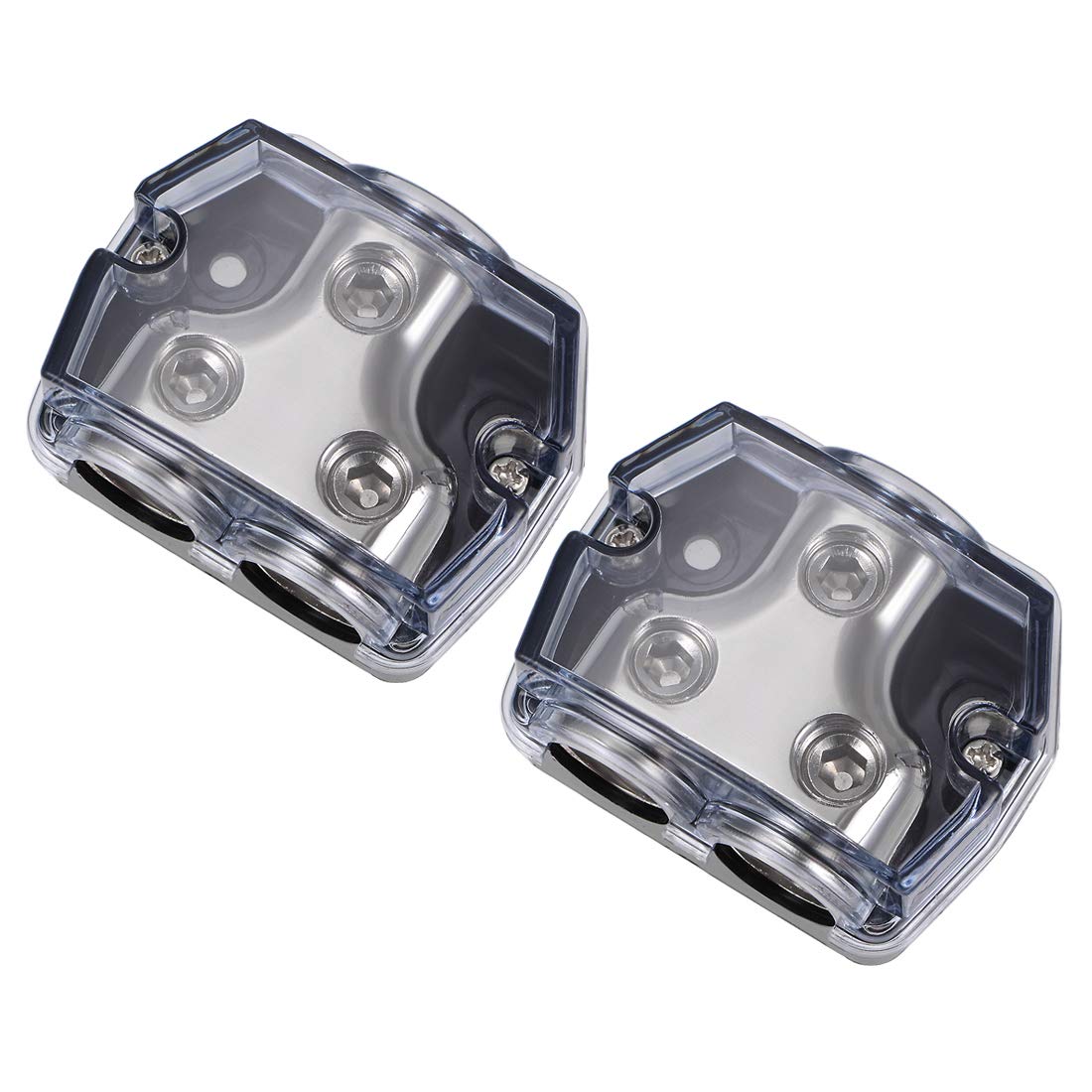 uxcell 2 Way Power Distribution Block 0 Gauge in 0 Gauge Out Power Ground Distributor for Splitter 2pcs