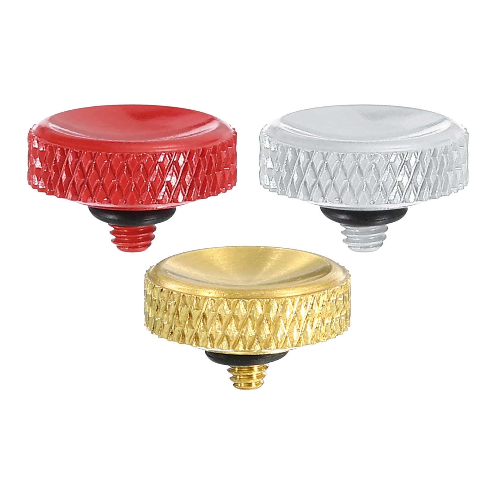 Patikil Camera Shutter Button, 3 Pack Soft Shutter Release Button Pure Copper Camera Button Carved, Red Silver Golden For Nikon 