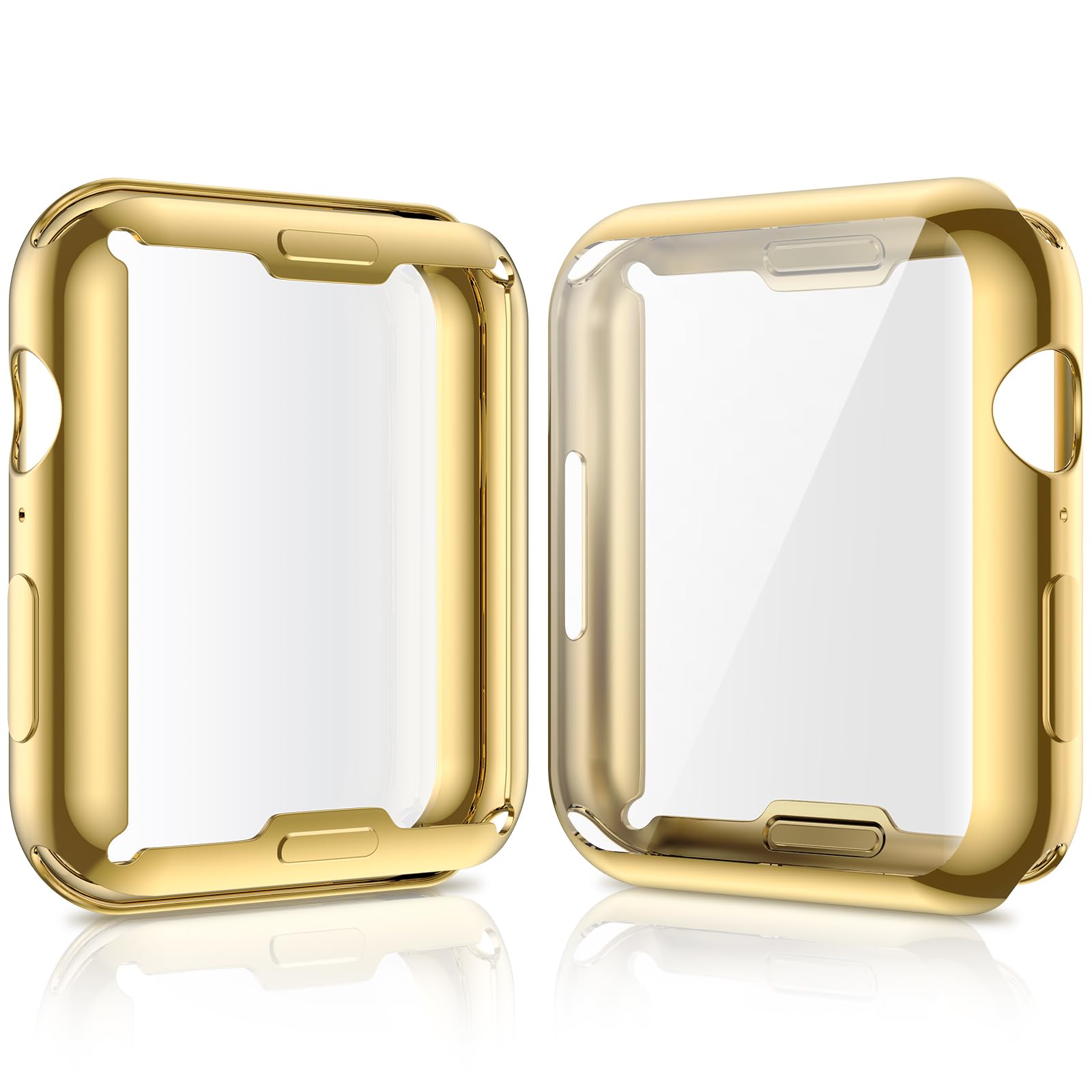 Julk [2 Pack] 41mm Gold Cover Soft Flexible TPU Anti-Scratch Lightweight Protective IWatch Case Built in Screen Protector Compat