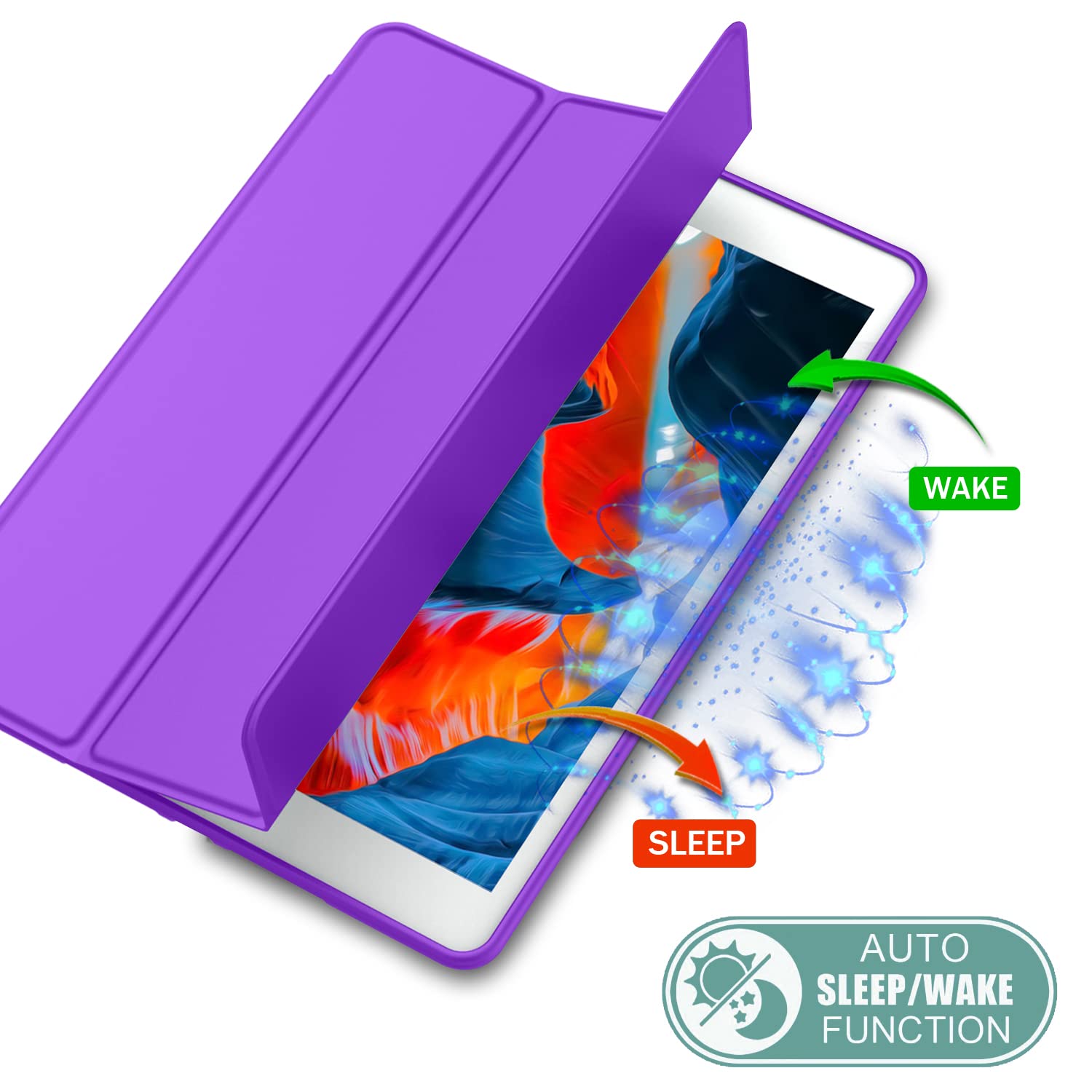 Imieet Ipad 9Th Generation Case 2021/Ipad 8Th Generation Case 2020 10.2 Inch With Pencil Holder, Ipad 7Th Gen 2019 Case With Soft Baby Skin Silicone Back, Auto Wake/Sleep Cover (Grape Purple)