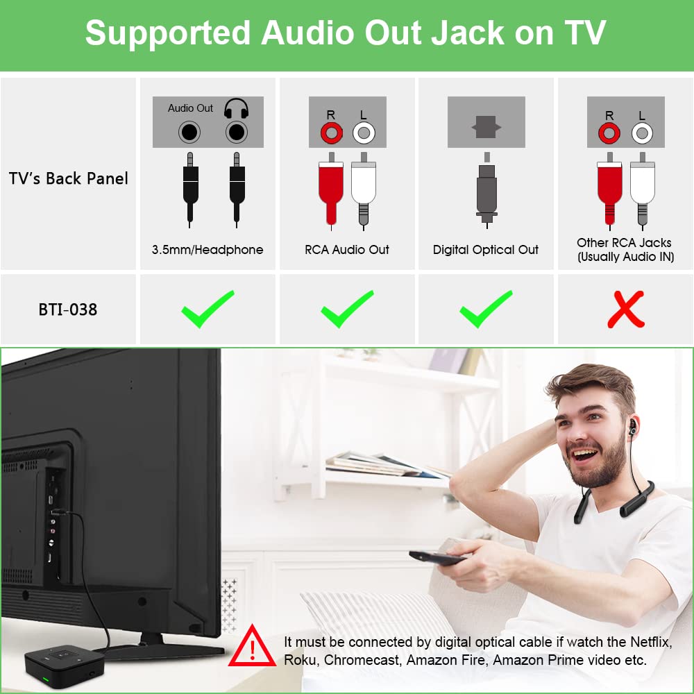 Golvery Bluetooth 5.0 Transmitter Receiver For Tv, 2 In 1 Bluetooth Aux Adapter For Pc/Dvd/Mp3/Car/Home Stereo/Speaker/Gym, Optical/Rca/Aux Connection, 25 Hours Playtime, Pair 2 Devices Simultaneously