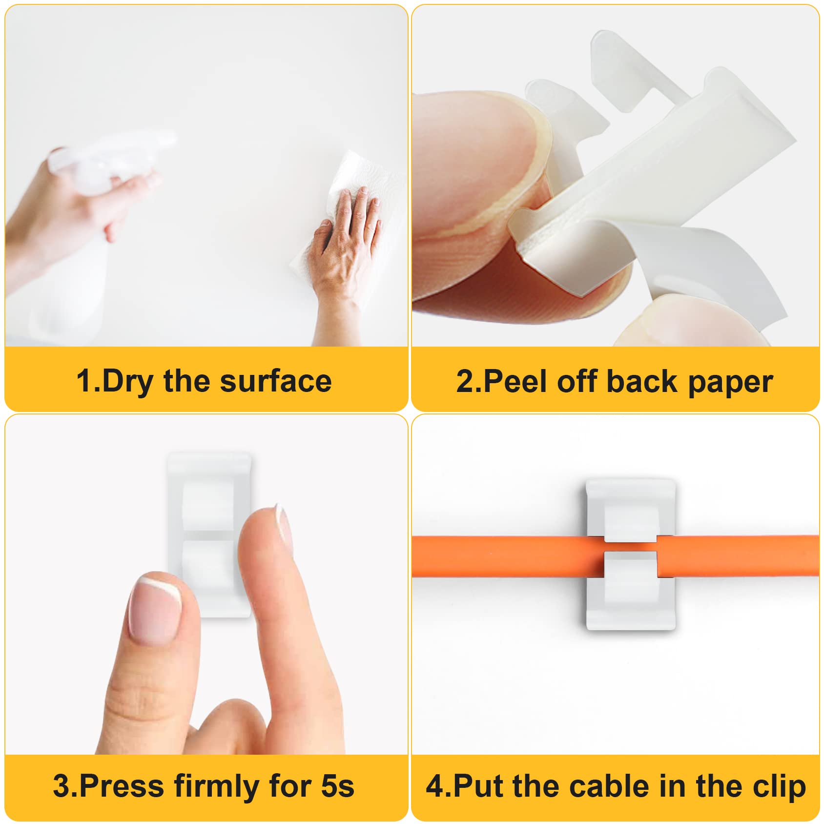 M Cable Clips Nylon White, Strong Adhesive Wire Rope Clamp Vertical Cable Management Phone Charging Cord Organizer For Desk Car