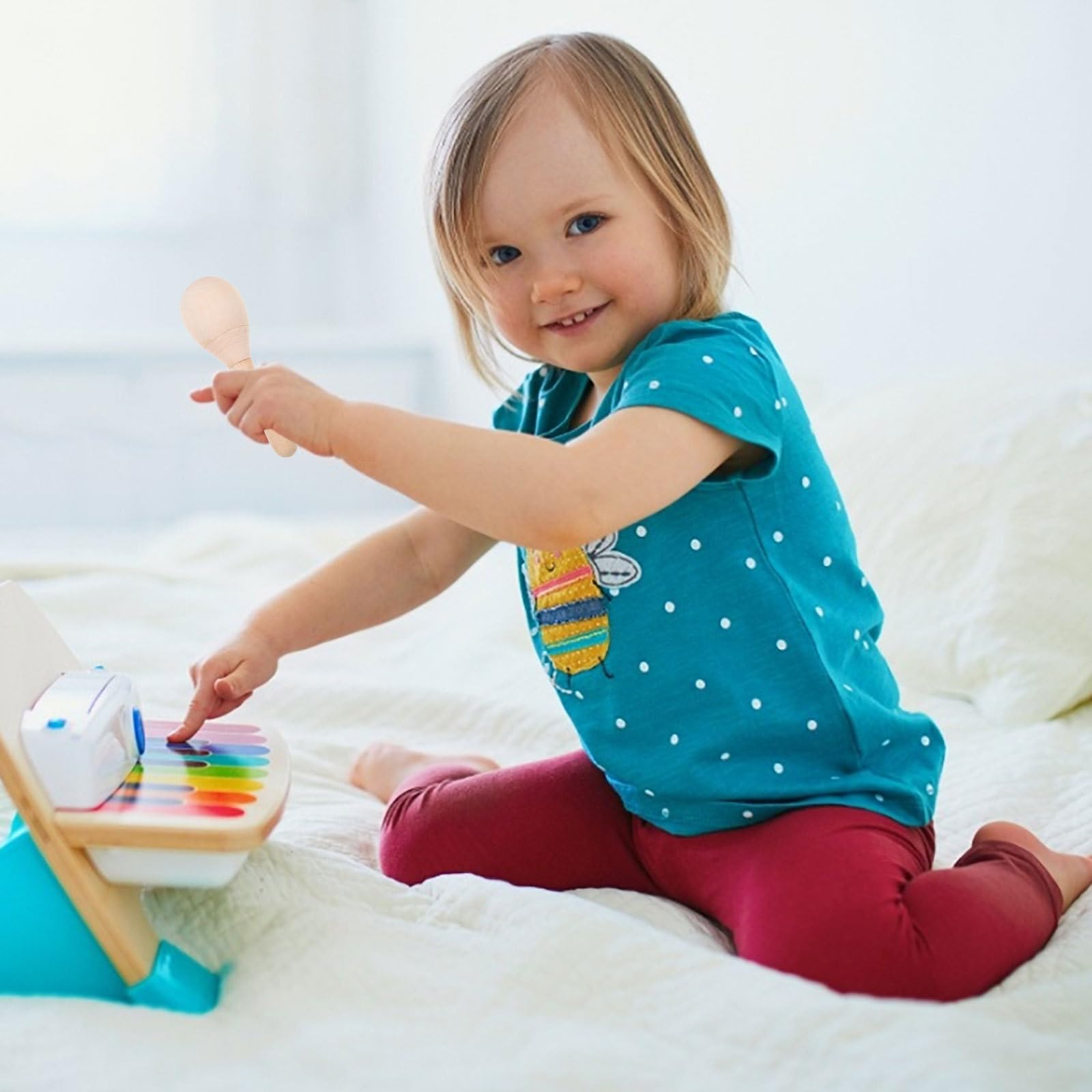 Ultnice Mini Wooden Maracas Wood Hand Maracas Blank Percussion Rattles Unfinished Wooden Maracas Diy Blank Maracas (10Pcs)