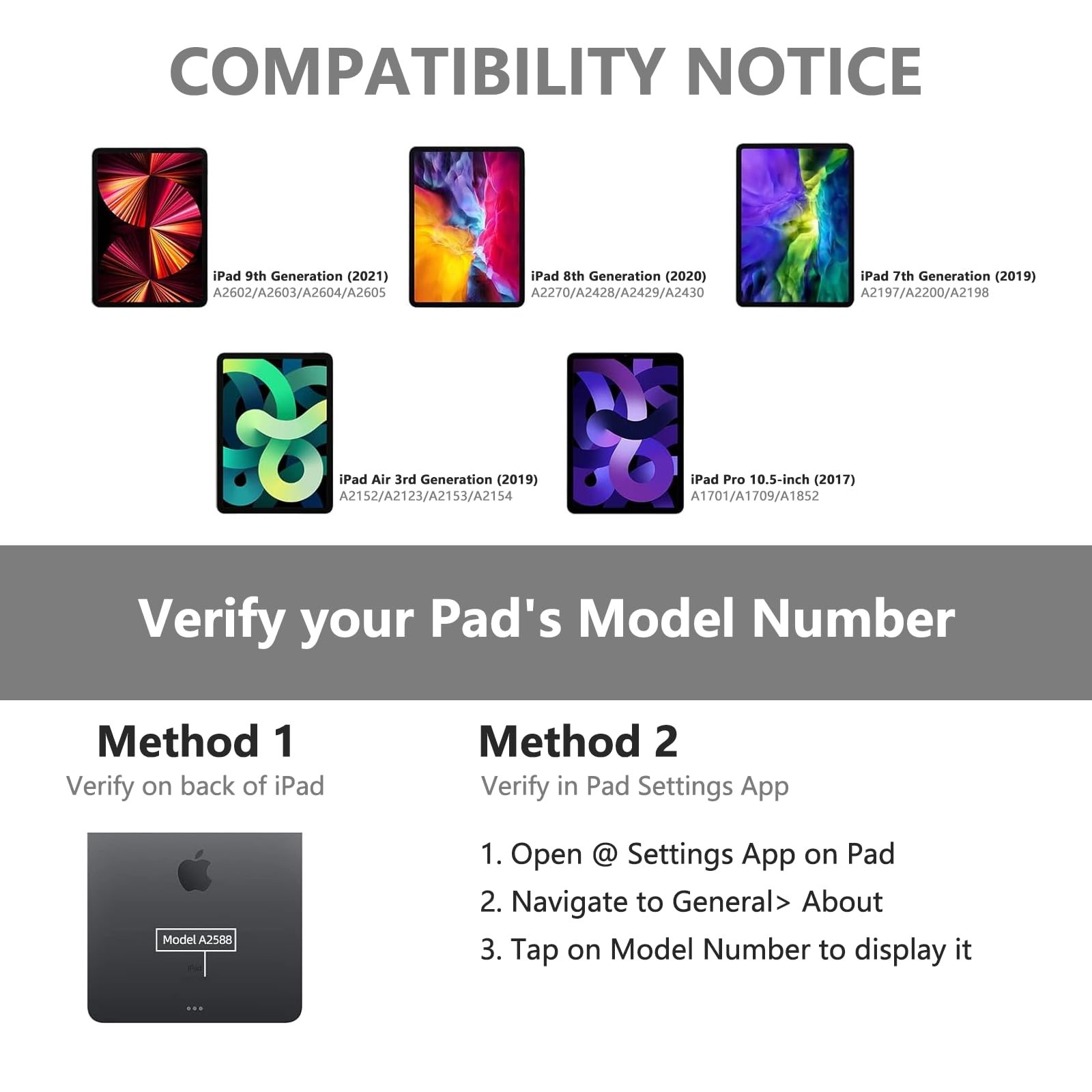 Coo Keyboard Case For Ipad 10.2'' 9Th/8Th/7Th Gen, For Ipad Air 10.5'' (3Rd Gen) / For Ipad Pro 10.5 In, With Backlit 10 Color 3