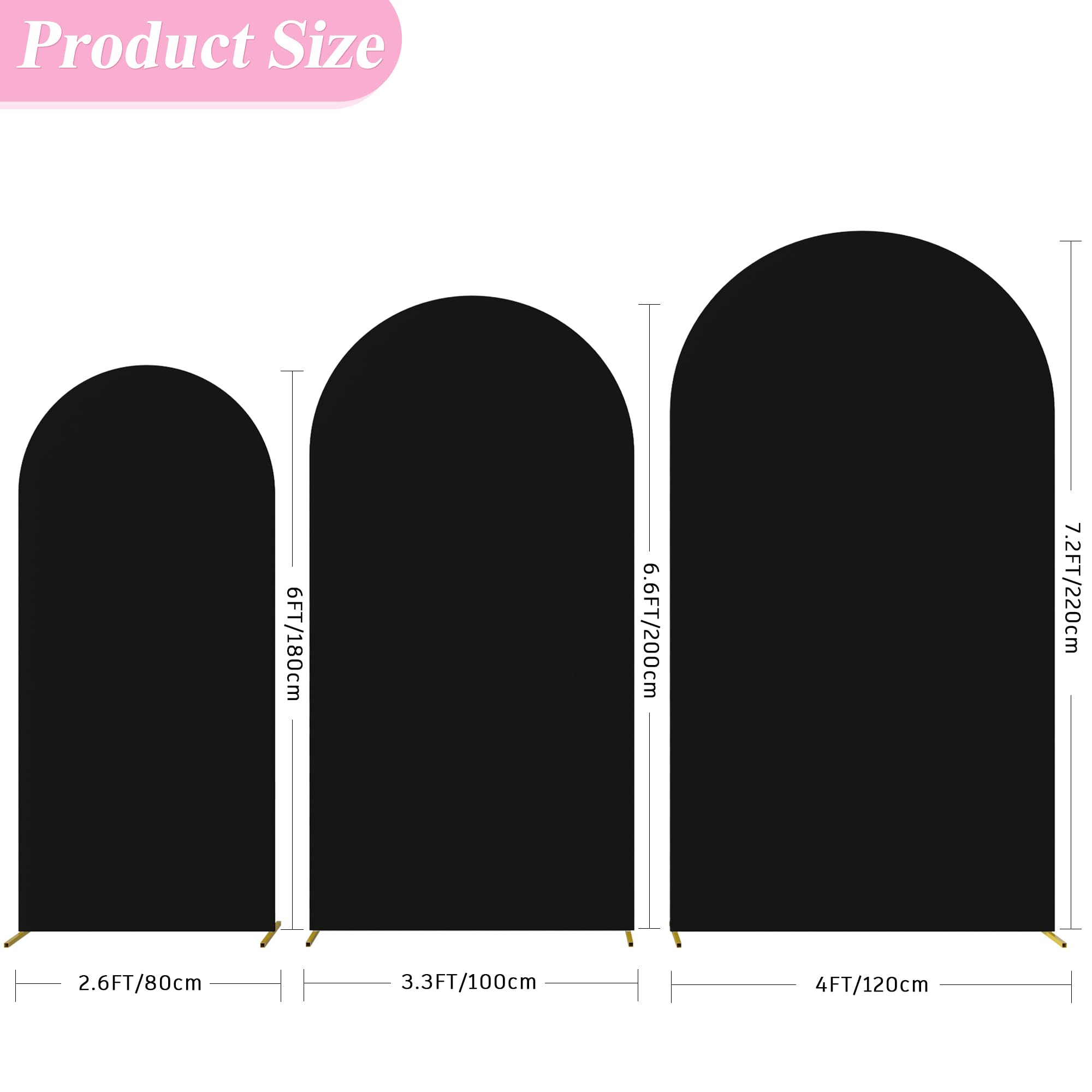 Wokceer Wedding Arch Cover (7.2Ft, 6.6Ft, 6Ft) Set Of 3 Spandex Fitted Wedding Arch Stand Covers Round Top Chiara Arch Backdrop