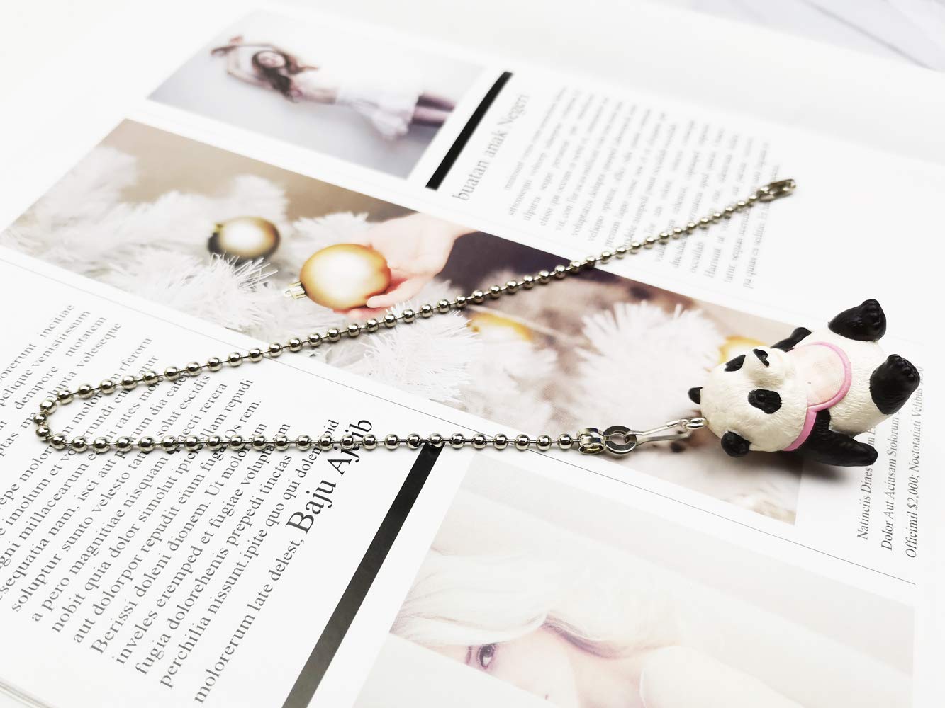 Hyamass Panda Charm Pendant Ceiling Fan Danglers Fan Pulls Chain Extender With Ball Chain Connector (Nickel)