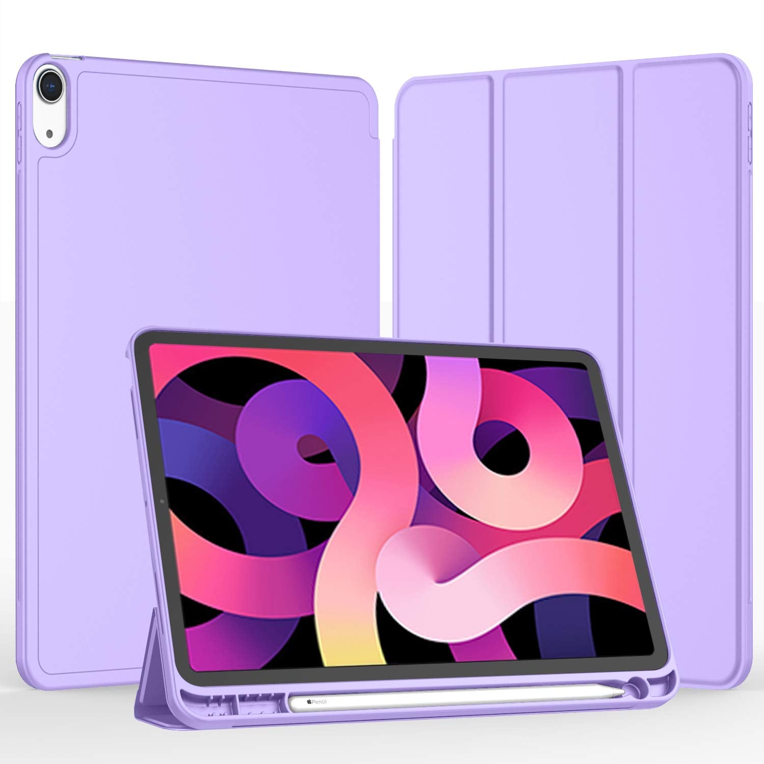 Imieet Ipad Air 11 Inch Case 2024 (6Th Generation), Ipad Air 5Th Generation Case 2022/4Th Generation Case 2020 10.9 Inch With Pencil Holder, Trifold Stand Smart Case (Clove Purple)