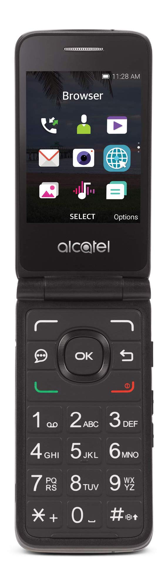 Tracfone Carrier Locked Alcatel Myflip 4G Prepaid Flip Phone  Black   4Gb   Sim Card Included   Cdma