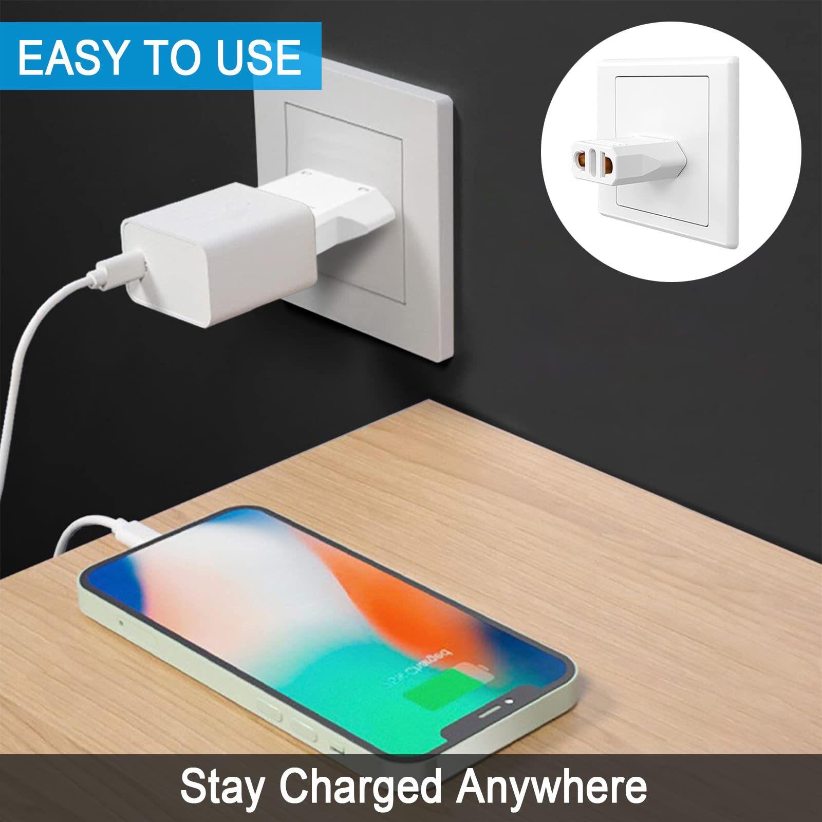 10 Pack European To Us Plug Adapter, Plug Adapter European To American, Eu To Us Plug Adapter, 220V To 110V Adapter Plug For Tra