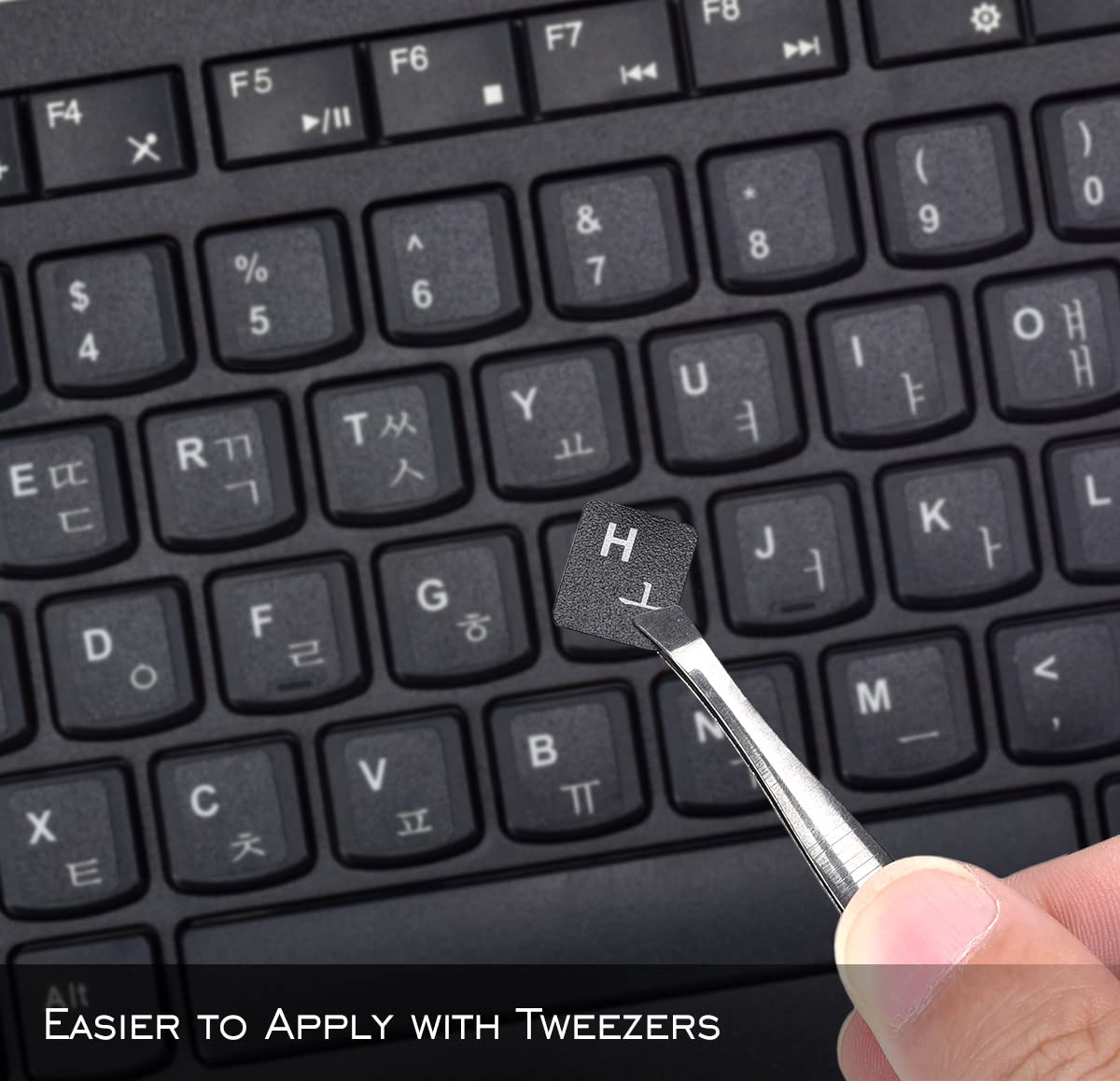 2Pcs Korean Keyboard Stickers, Keyboard Letter Stickers Black Background With White Lettering, Keyboard Letters Replacement Stic