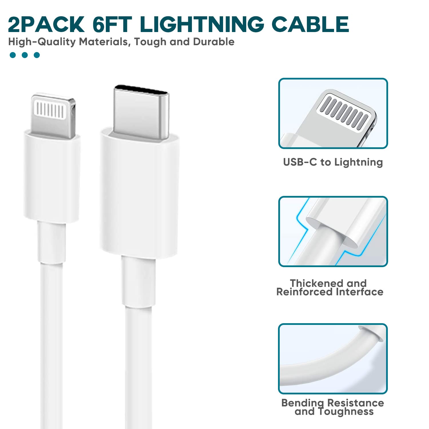Fast Charger Iphone,Iphone Charger Fast Charging 2Pack Usb C Wall Charger Block Fast Iphone Charger 6Ft Type C Usb C To Lightnin