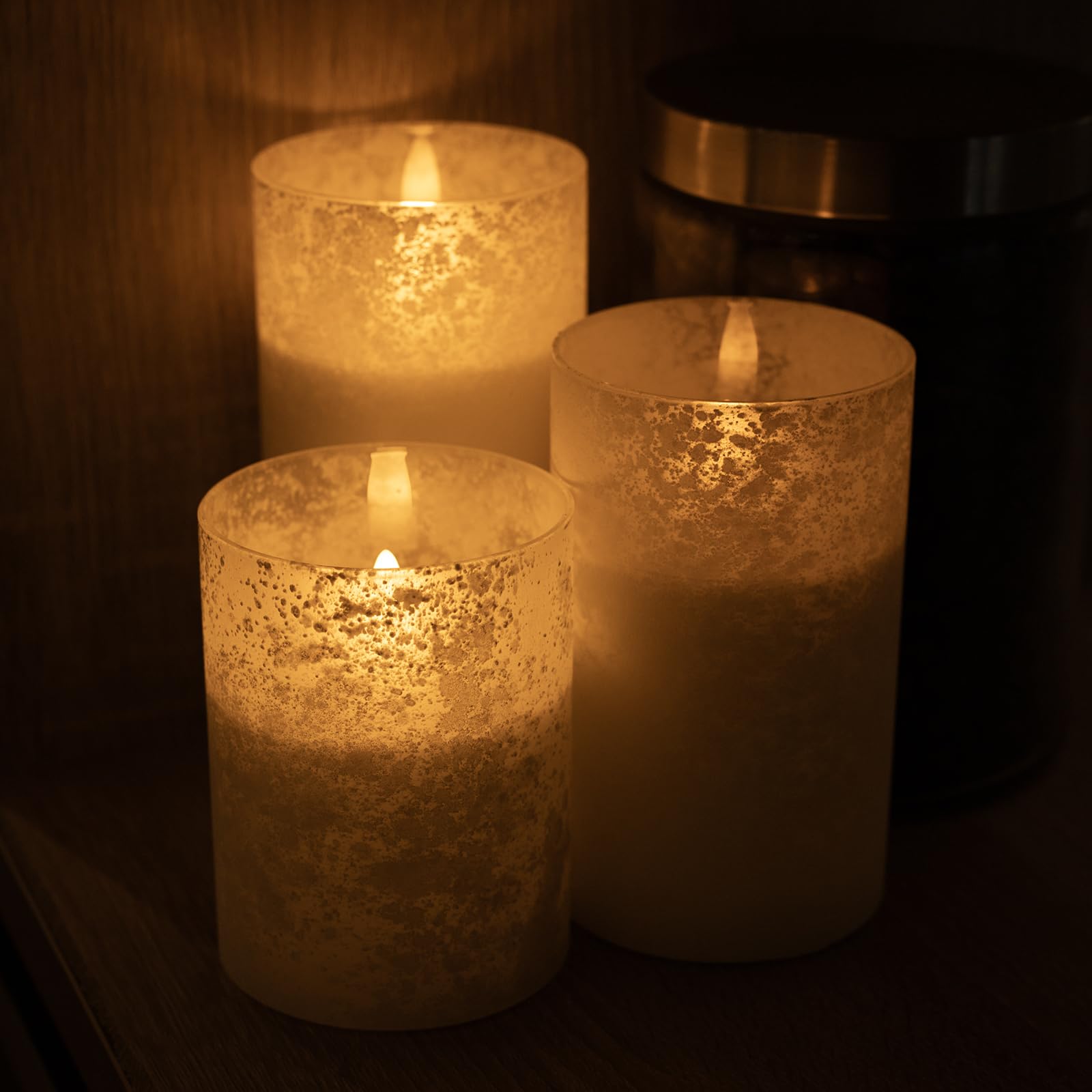 Mingfuxin Flameless Candles, Battery Operated Candles, 2024 Led Indoor Glass Flameless Candle With Remote & Timer For Bedroom, B