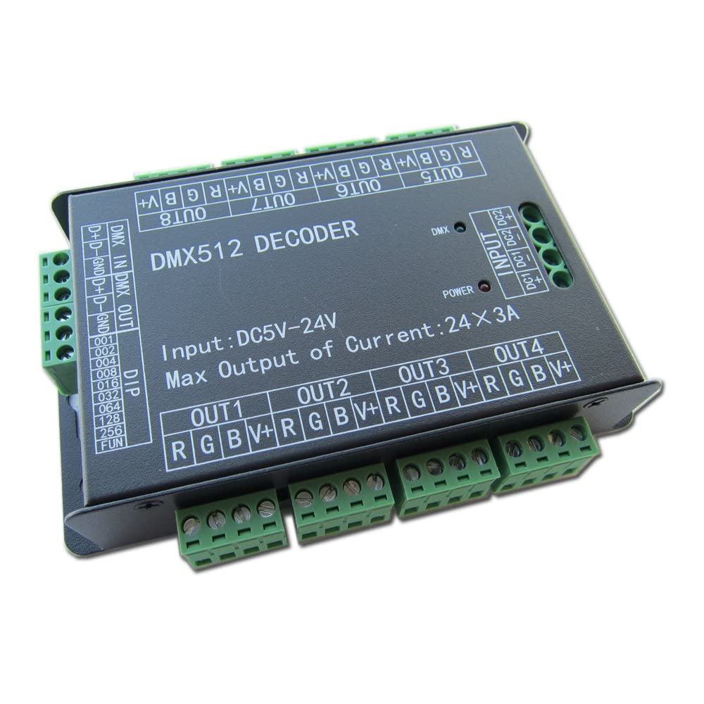 High Power 24 Channel 3A/Ch Dmx512 Controller Led Decoder Dimmer For Project 500Hz Flicker Free Smoother Dimming Dmx Signal Indi