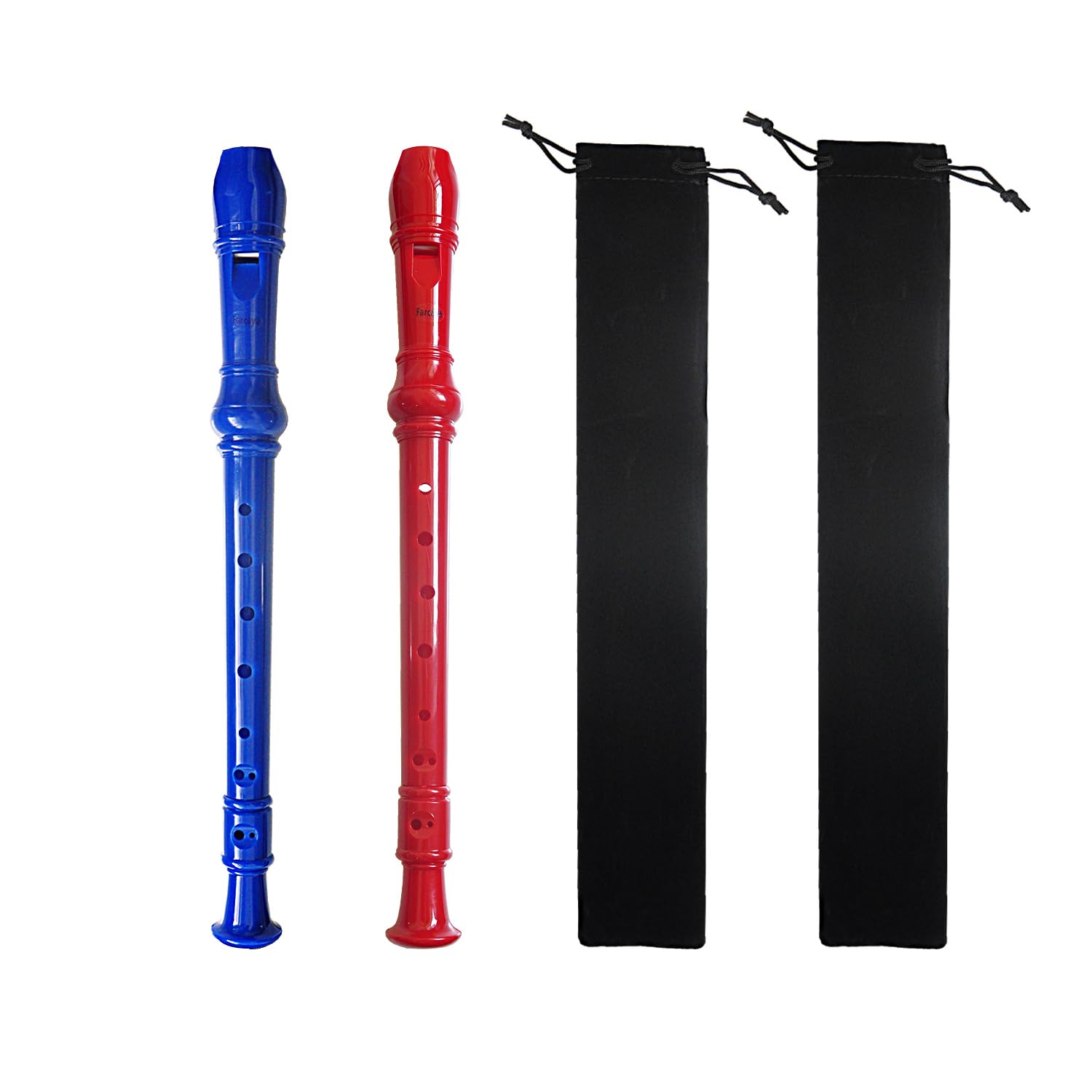 Farcaya 2-Piece Soprano Recorder Instrument for Beginners German Style C Key 8 Hole Descant with Clean Rods 2 Storage Cases (Blu
