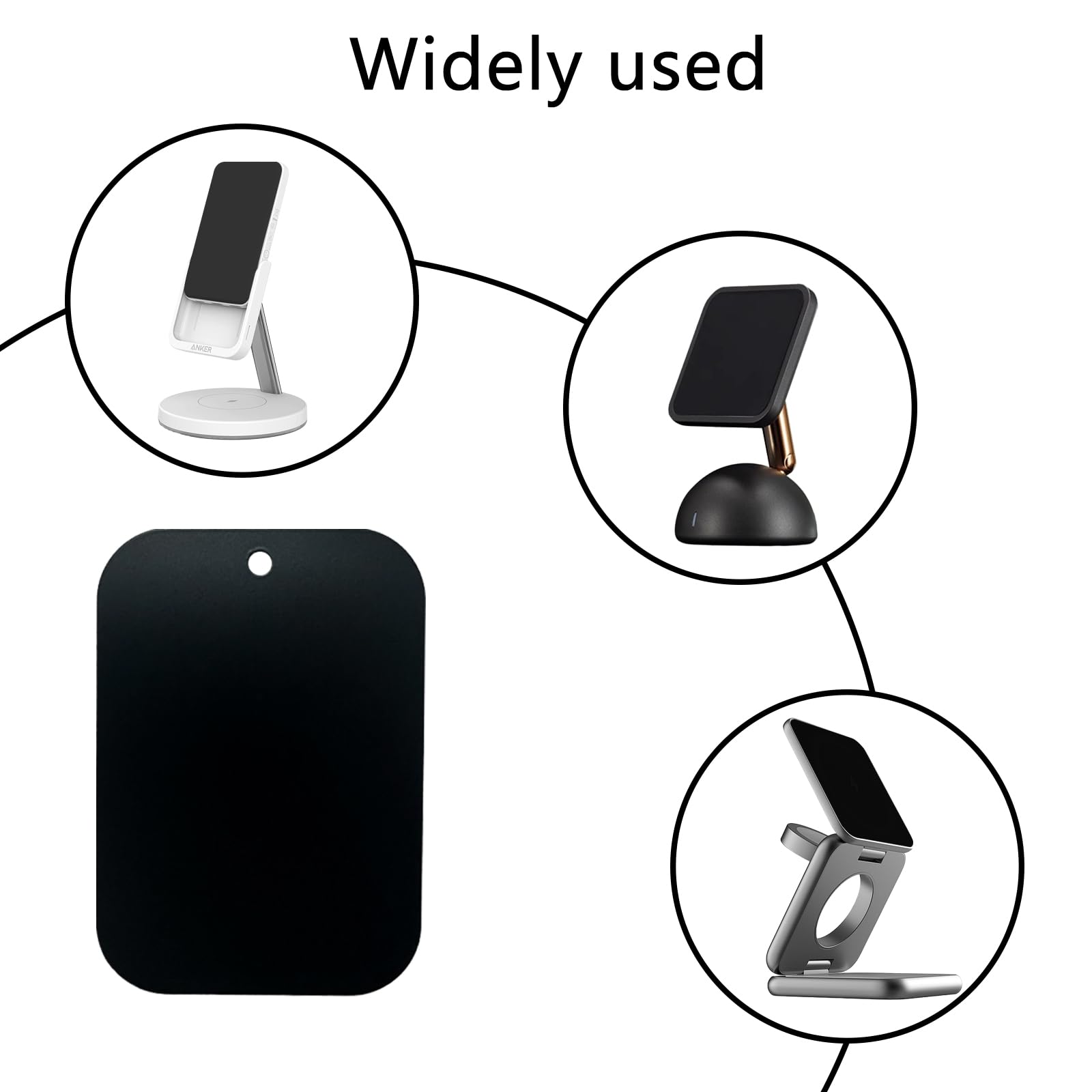 Gdminlo Mount Metal Plate(8Pack) For Magnetic Car Mount Phone Holder With Full Adhesive For Phone Magnet, 8X Rectangular (Black)