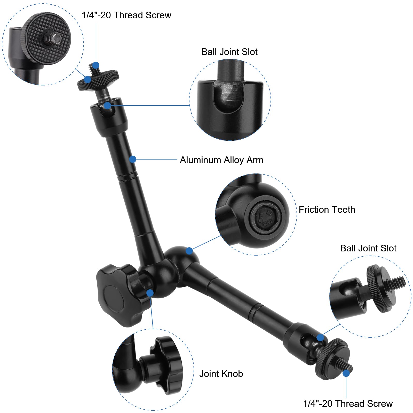 Mippko Magnetic Camera Mount For Gopro Hero/Insta 360 / Dji Osmo/Akaso Action Camera,3.46 Inch Diam Magnetic Rubber Coating Base,10 Inch Length Adjustable Aluminum Alloy Arm