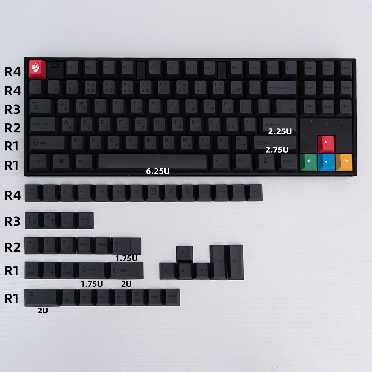 Mintcaps Pbt Gray Japanese Keycaps Cherry Profile Retro Dye Sub Keycaps Set 130 Keys Custom Keyboard Keycaps For 60% 65% 70% 75%