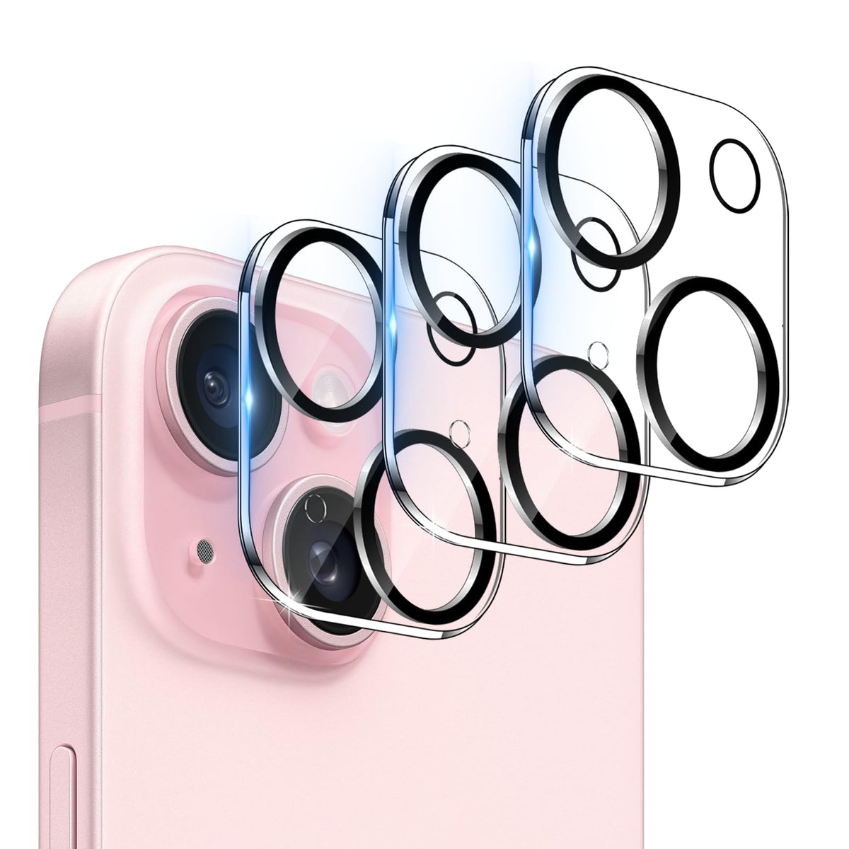 Whpxjy [3 Pack] Camera Lens Protector For Iphone 15/15 Plus Ultra Hd Tempered Glass Camera Protector, Anti Scratch, Strong Adhes