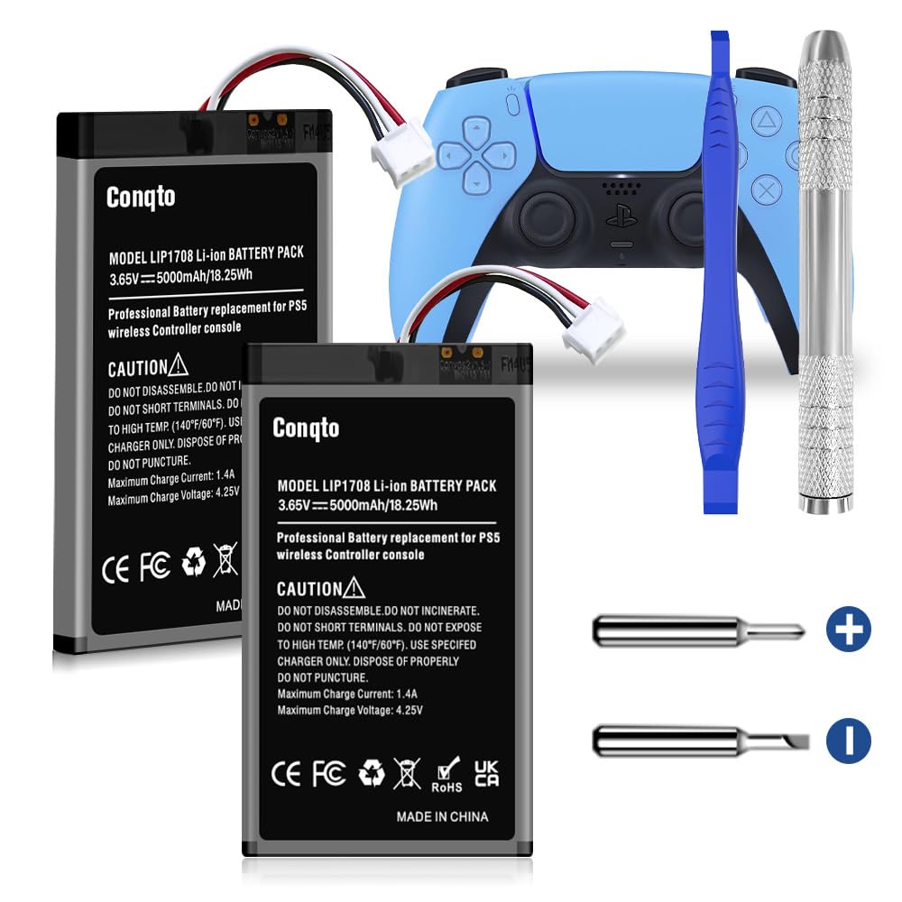 (2 Pack) Battery For Ps5 Controller, (5000Mah) 2025 Upgrade High Capacity Battery Replacement For Ps5 Lip1708, For Ps5 Dualsense