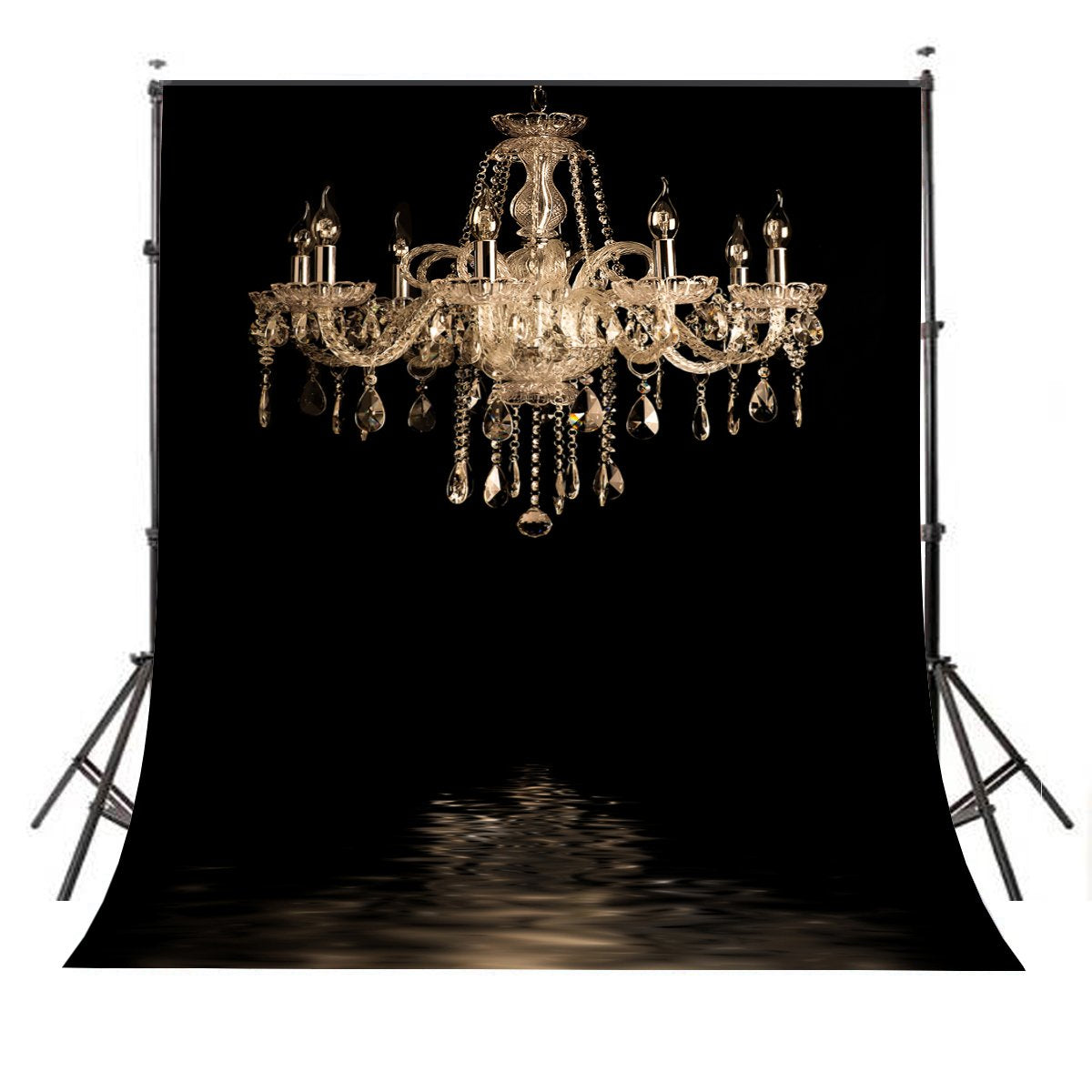 Lylycty 5X7Ft Luxurious Chandeliers Photography Background European Gorgeous Crystal Chandelier Black Backdrop Studio Props Indoor Decorations Ly024
