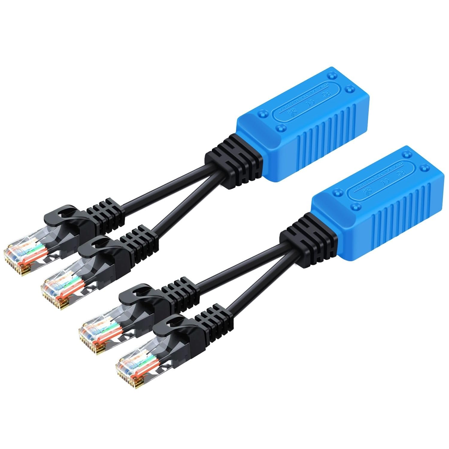 TNP RJ45 Ethernet Cable Combiner/Splitter Kit (1 Pair) - 2 Male to 1 Female POE Data Adapter LAN Ethernet Network Extender Y Spl