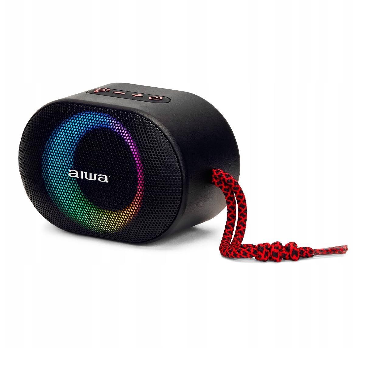 Aiwa BST-330RD Compact Bluetooth Speakers, Long Life, High Performance, Hyperbass Technology, 10 W Power, RGB Lighting, Card Rea