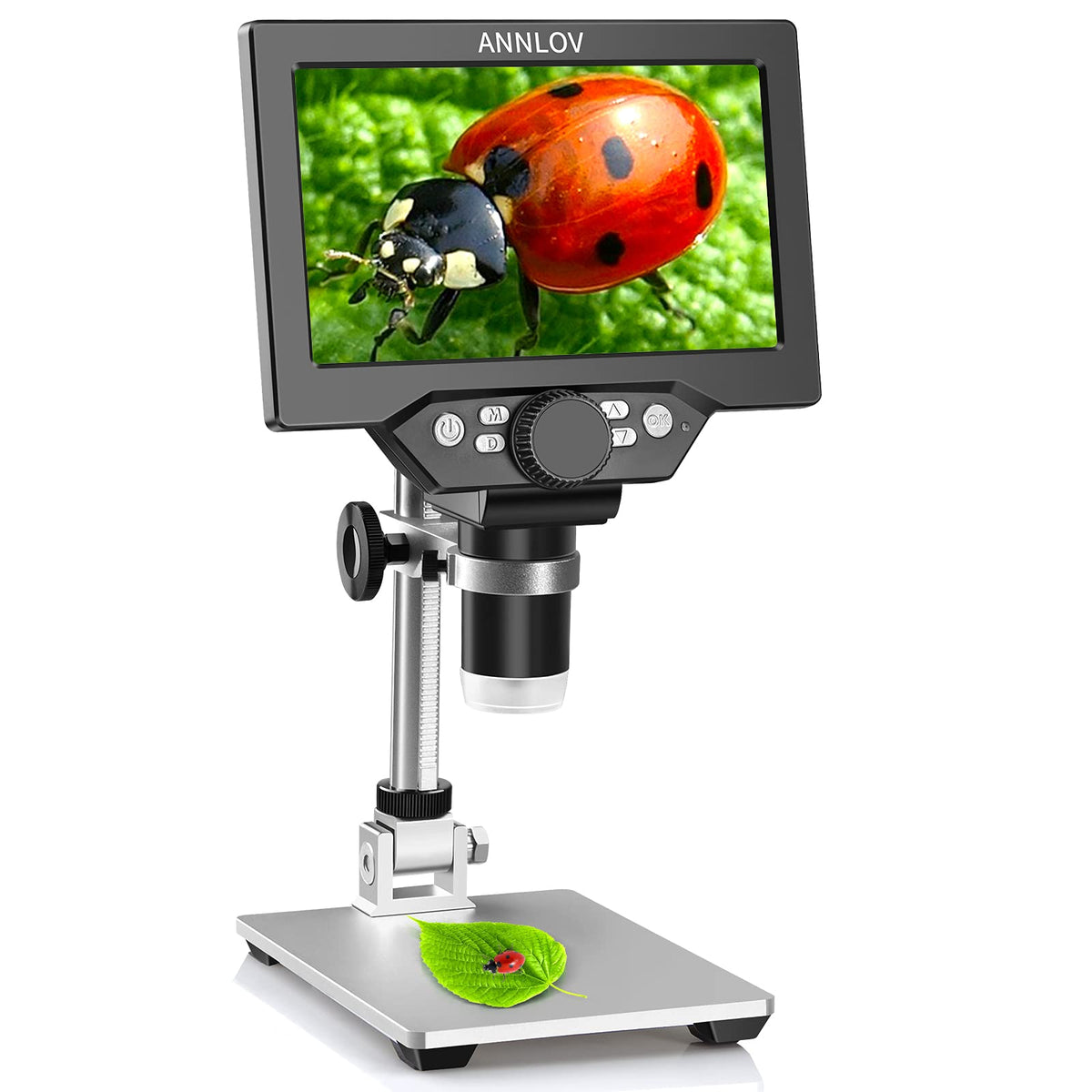 7'' Lcd Digital Microscope Annlov 1200X Maginfication 1080P Coin Microscope With Metal Stand,12Mp Ultra Precise Focusing Video C