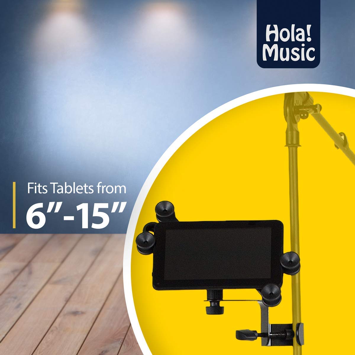 Hola! Music Hm-Mth Microphone Music Stand Tablet Smartphone Holder Mount - Fits Devices From 6 To 15 Inch