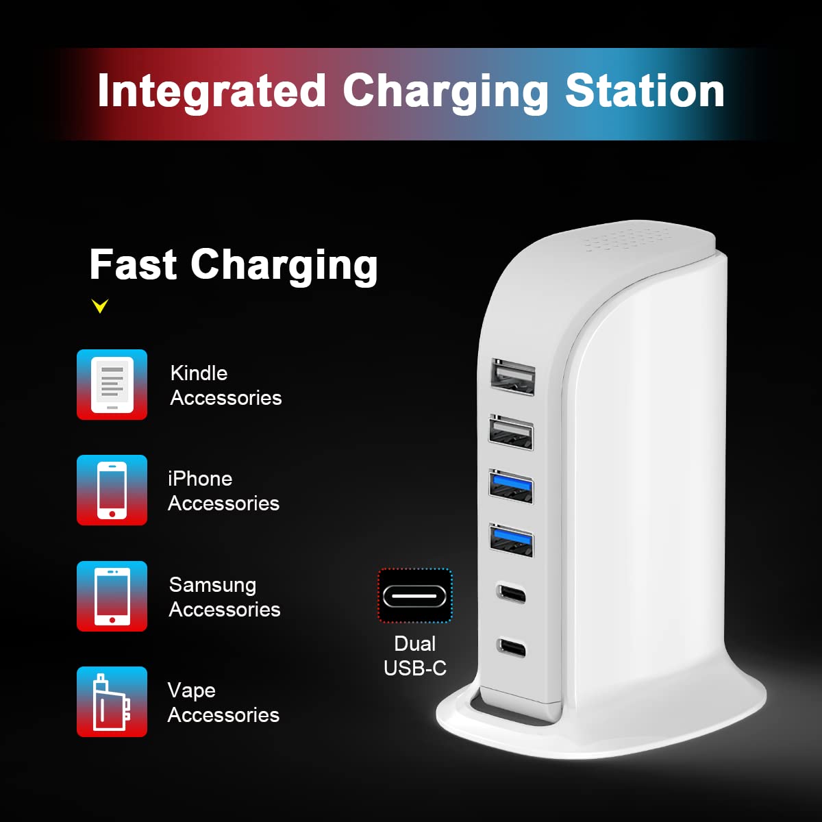 Usb Charger Upoy, Charging Station For Multiple Devices 45W, Fast Charging Blocks With Dual Type C Ports, Usb Charging Hub Organ