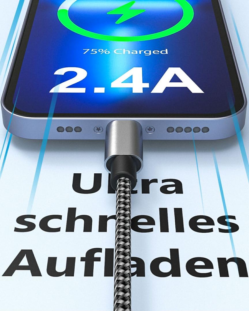 Idison [Mfi Certified Iphone Charger, 5Pack(3/3/6/6/10Ft) Iphone Charging Cable Nylon Braided Fast Charging Cord Compatible For Iphones/Pad Blackgrey