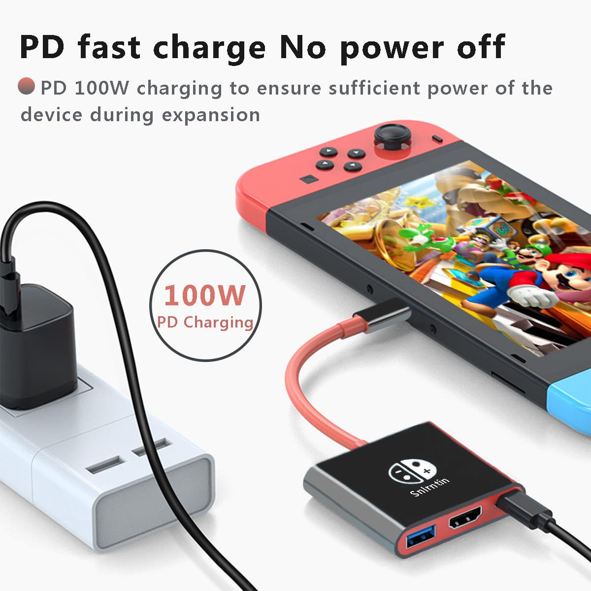 Usb C To Hdmi Multiport Adapter For Switch, 3 In 1 Usb C Digital Av Adapter Converter With 4K Hdmi Output/ Pd 100W Charging/ Usb